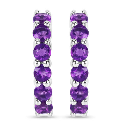 1.20 Carat Genuine Amethyst .925 Sterling Silver Earrings DestGlow