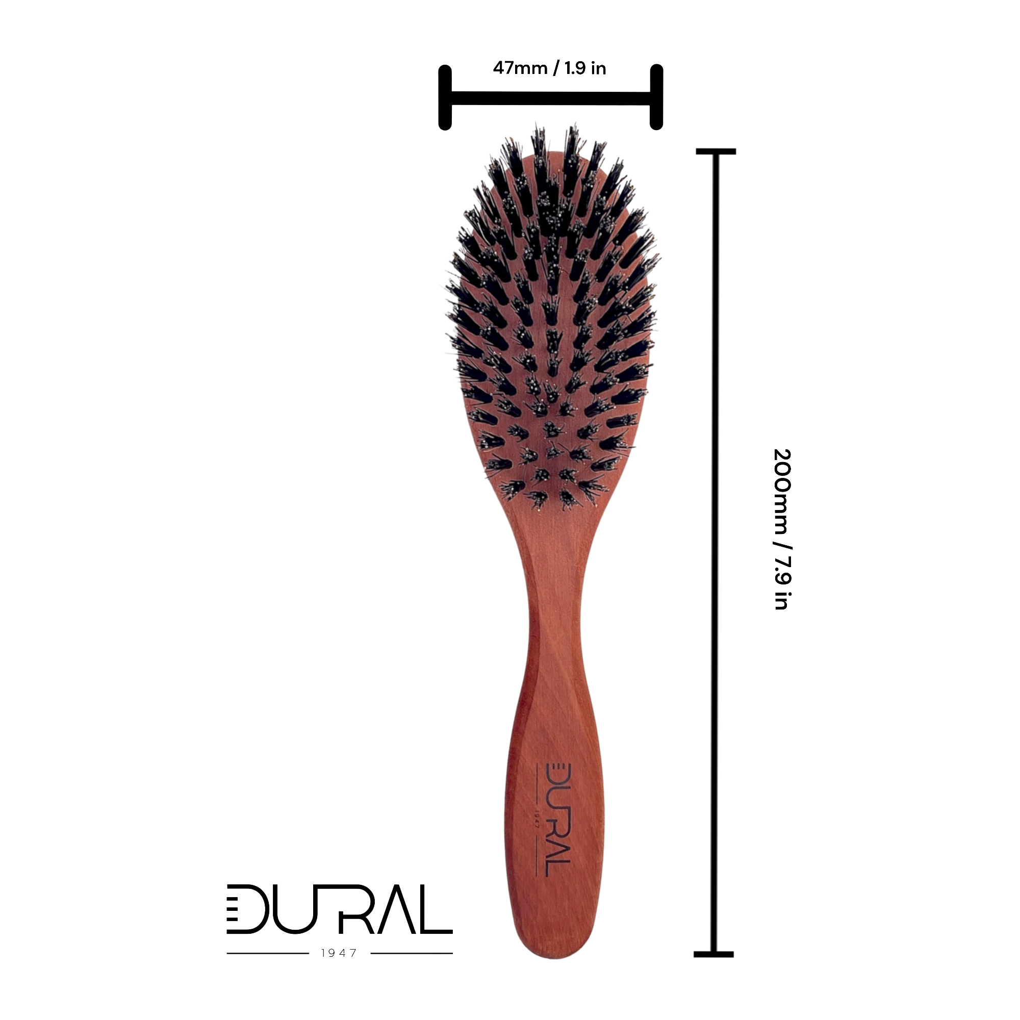 Dural Hair Brush 7 Rows Oiled Pear Wood Pure Wild Boar Bristles by Pasteur Pharmacy