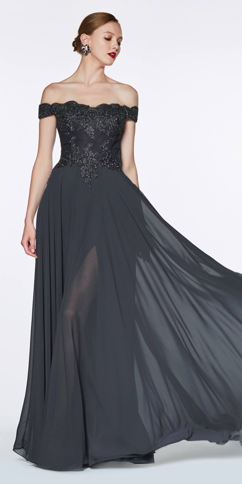Cinderella Divine 7258 Off The Shoulder Long Gown by DiscountDressShop