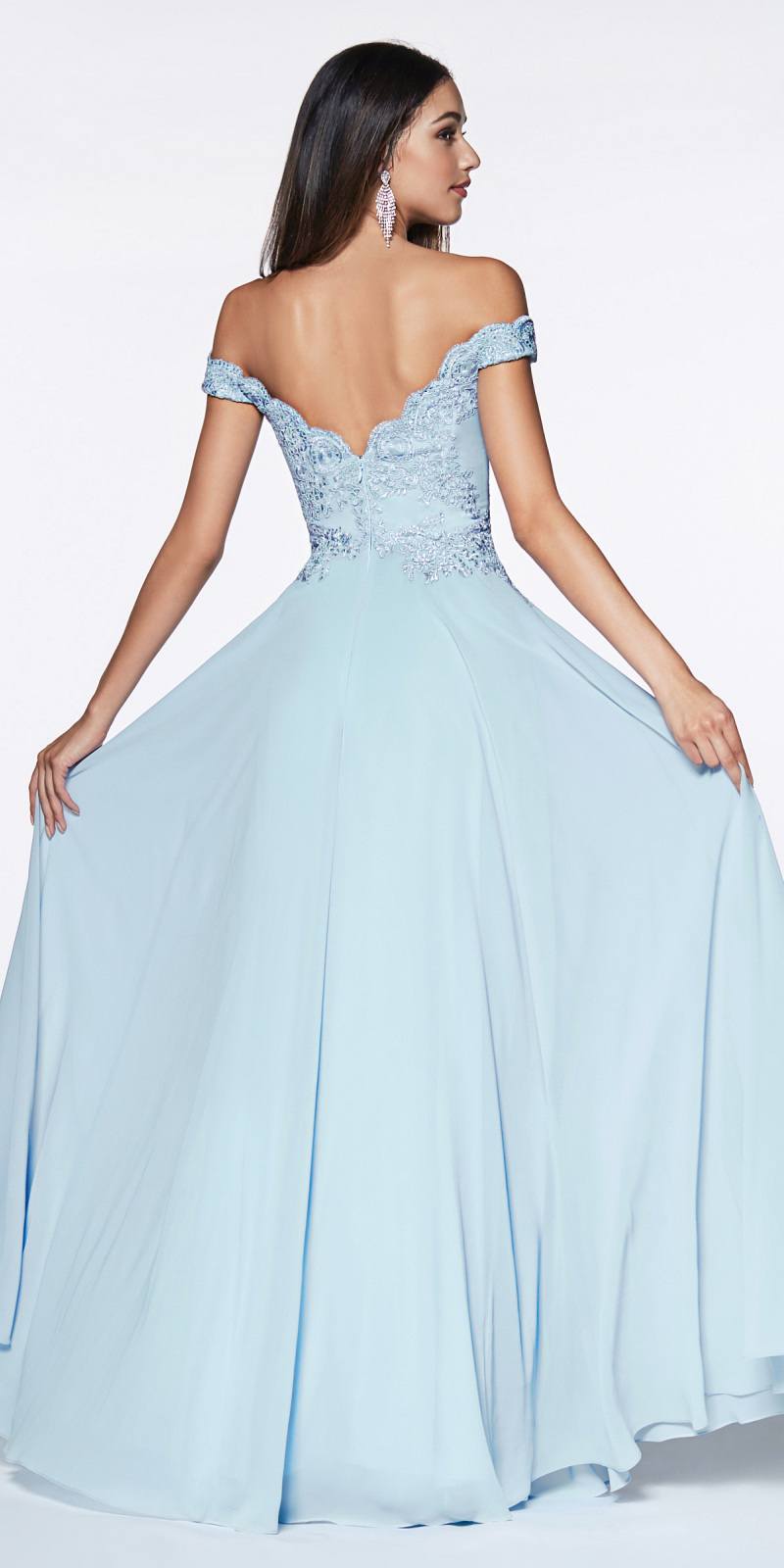 Cinderella Divine 7258W Off The Shoulder Long Gown by DiscountDressShop