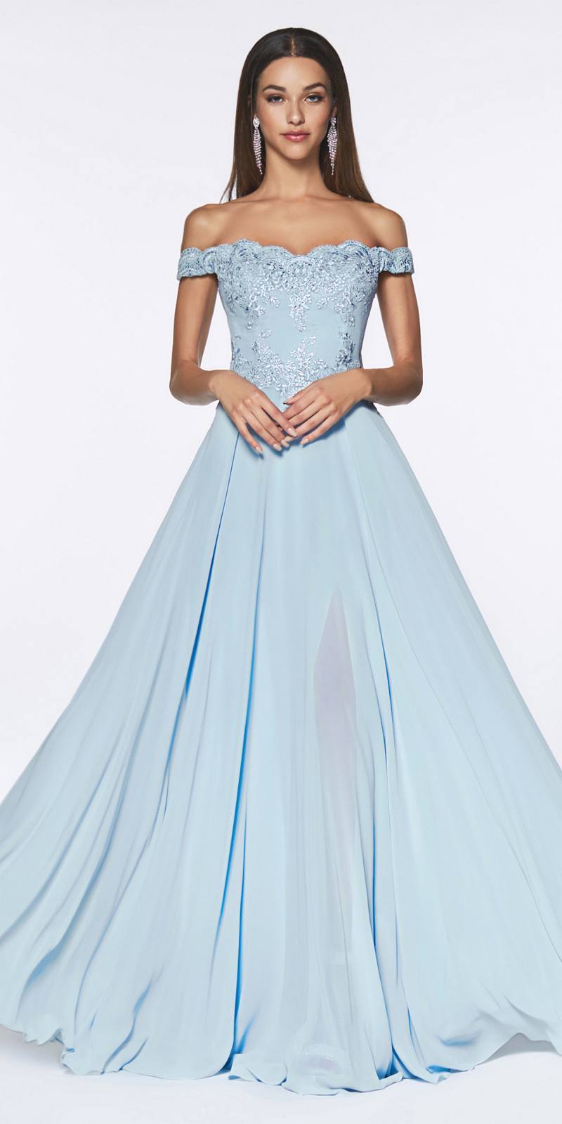 Cinderella Divine 7258W Off The Shoulder Long Gown by DiscountDressShop