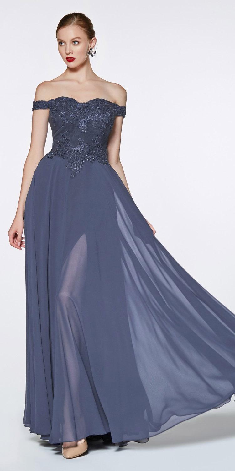 Cinderella Divine 7258W Off The Shoulder Long Gown by DiscountDressShop