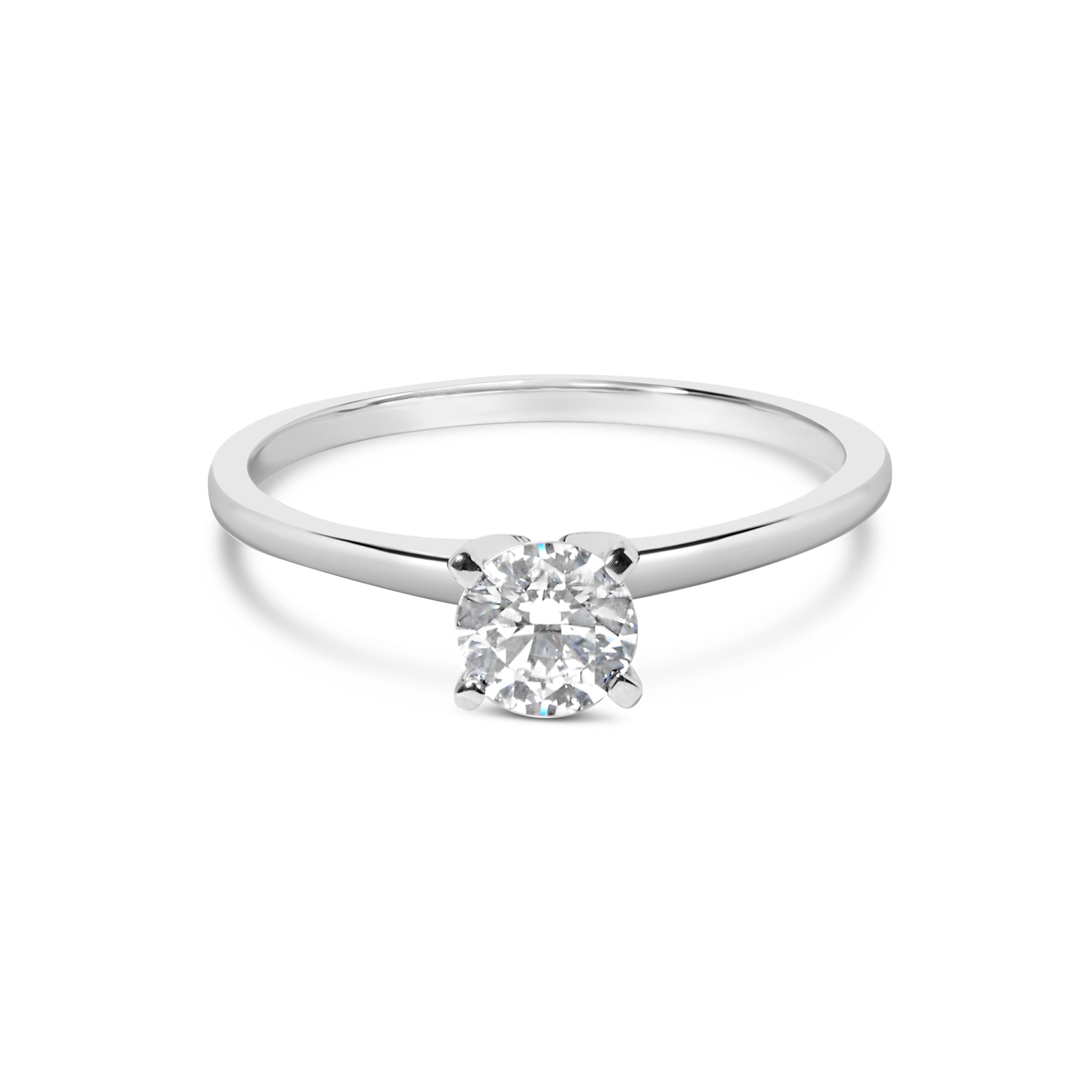 14K White Gold 1/2 Cttw Round Lab Grown Diamond 4 Prong Solitaire Engagement Ring (F-G Color, VS2-SI1 Clarity) - Size 7 by Bids.com
