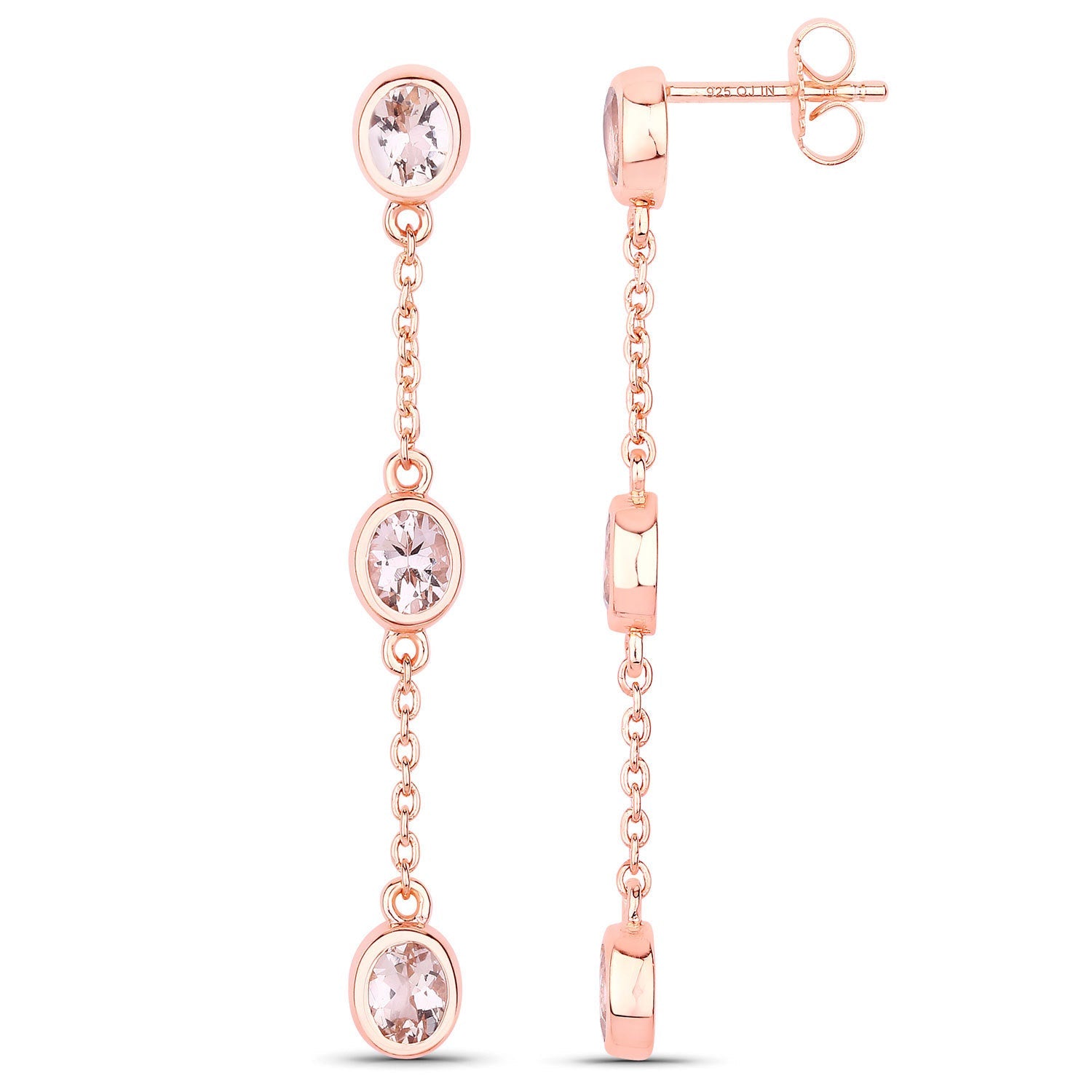 1.62 Carat Genuine Morganite .925 Sterling Silver Earrings by Bids.com