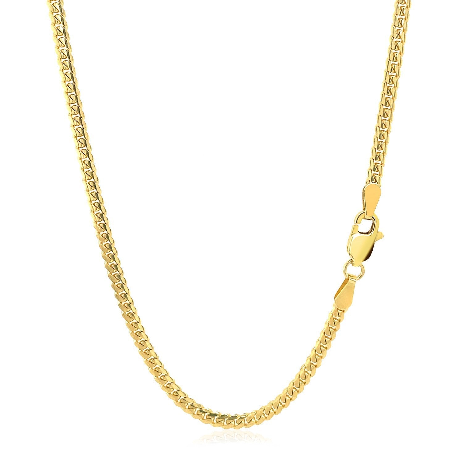 2.6mm 14k Yellow Gold Classic Solid Miami Cuban Chain by Bids.com