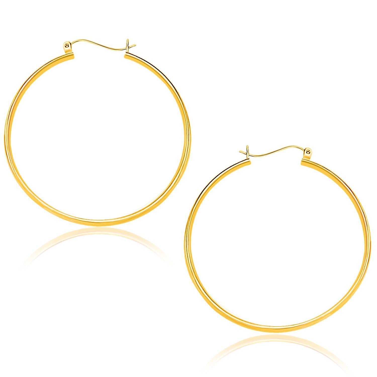 10k Yellow Gold Polished Hoop Earrings (40mm) DestGlow