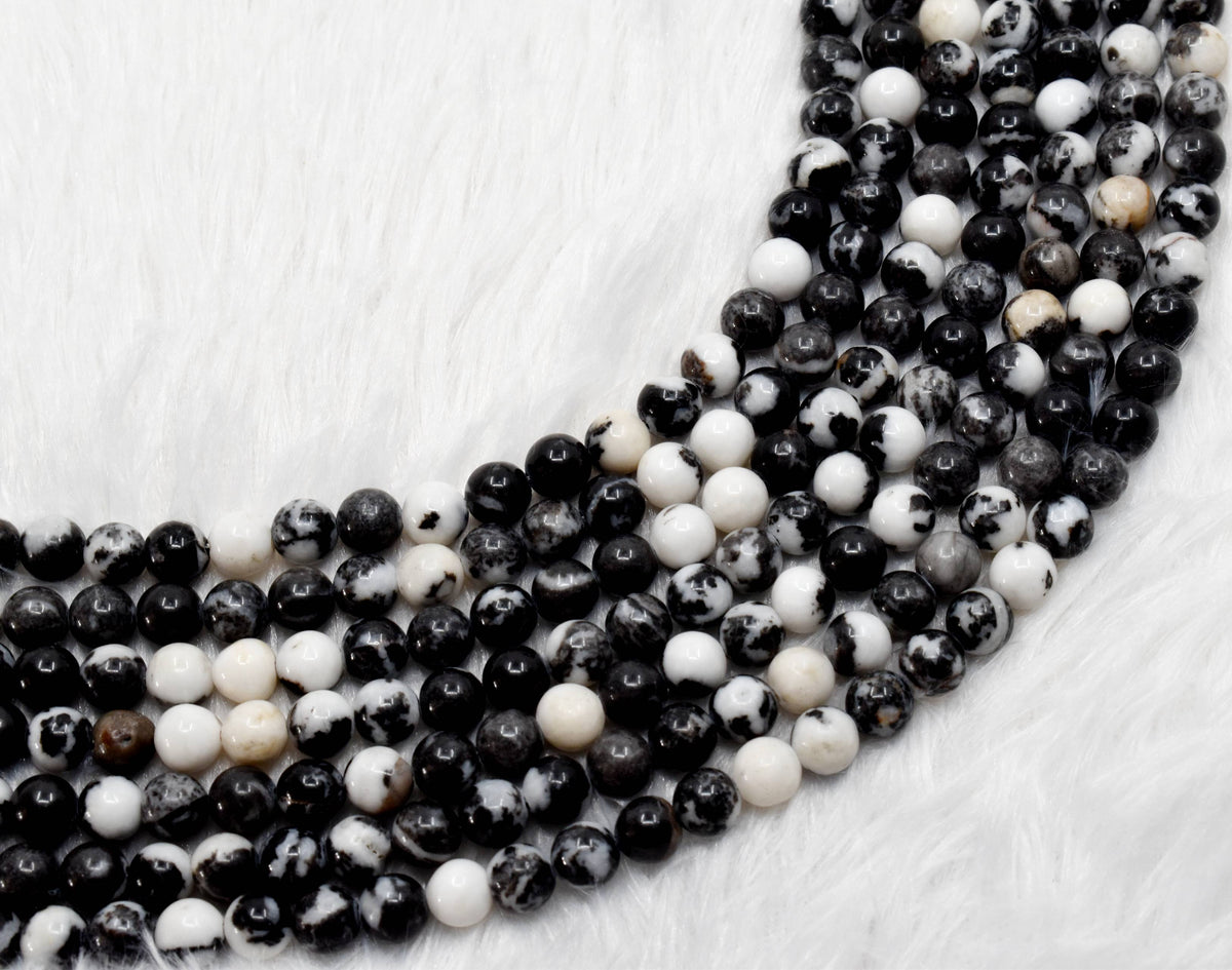 Black & White Zebra Jasper AAA Grade 4mm, 6mm, 8mm, 10mm, 12mm Round Beads DestGlow
