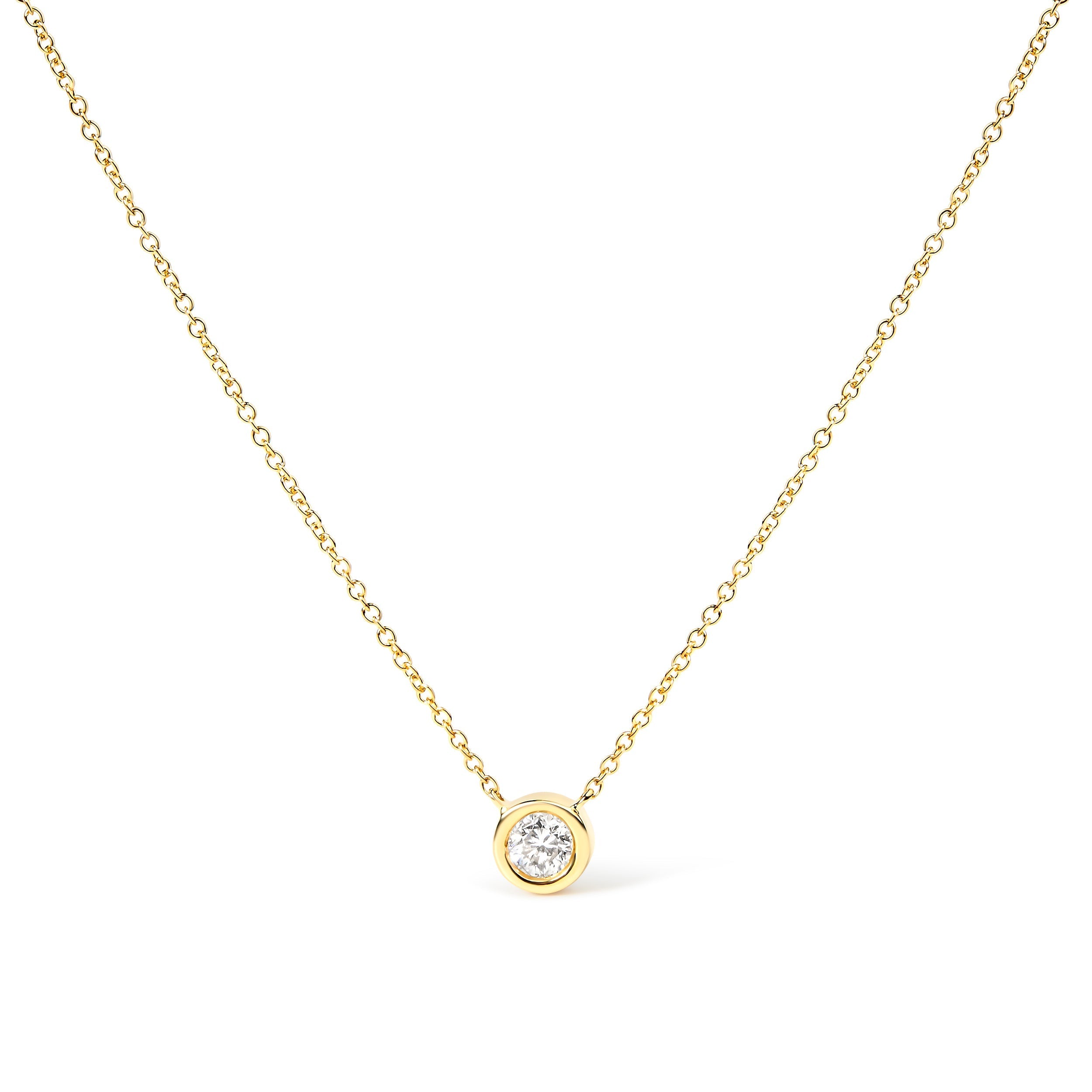 2 Micron 14K Rose Gold Plated Sterling Silver Bezel-Set Diamond Solitaire Pendant Necklace (1/3 cttw, H-I Color, I1-I2 Clarity) DestGlow