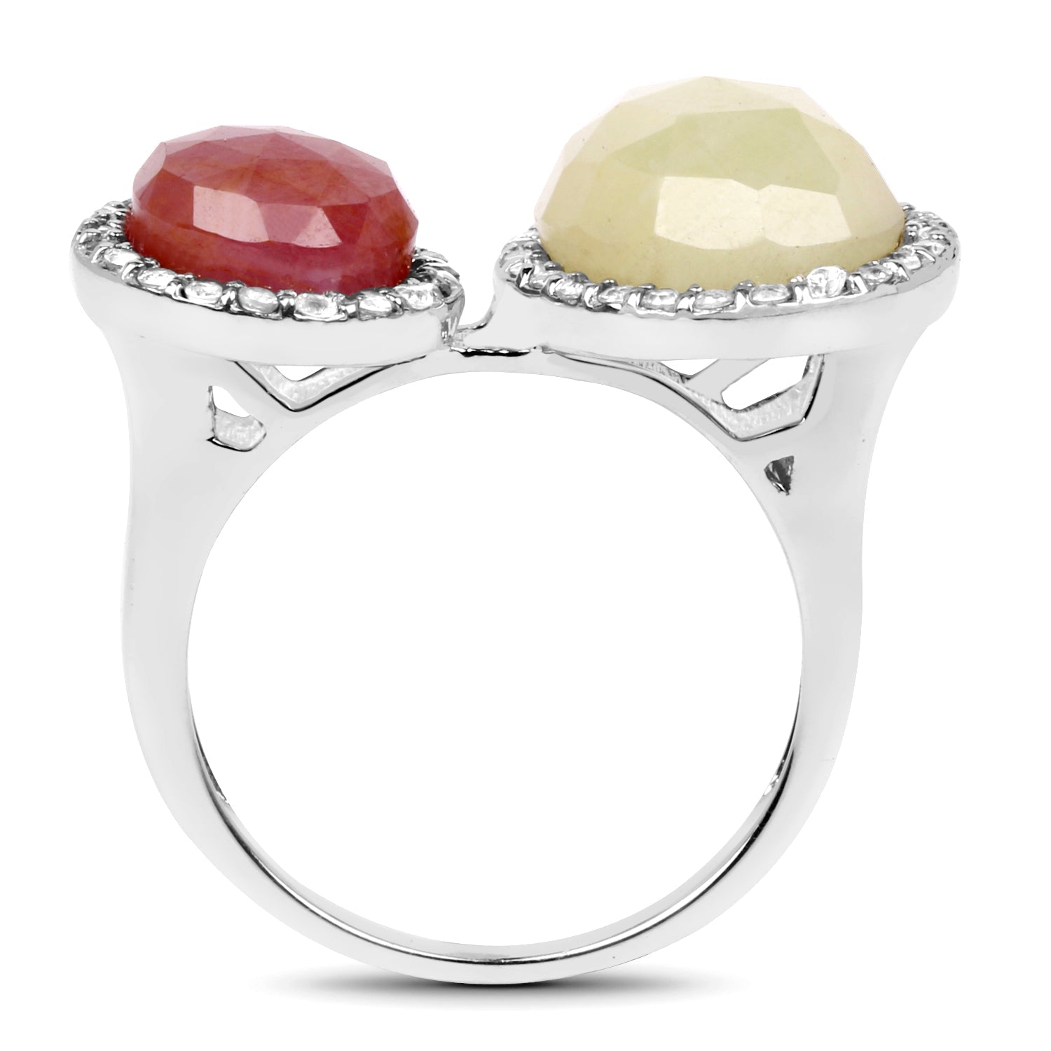 8.86 Carat Genuine Pink Sapphire and Sapphire White .925 Sterling Silver Ring by Bids.com
