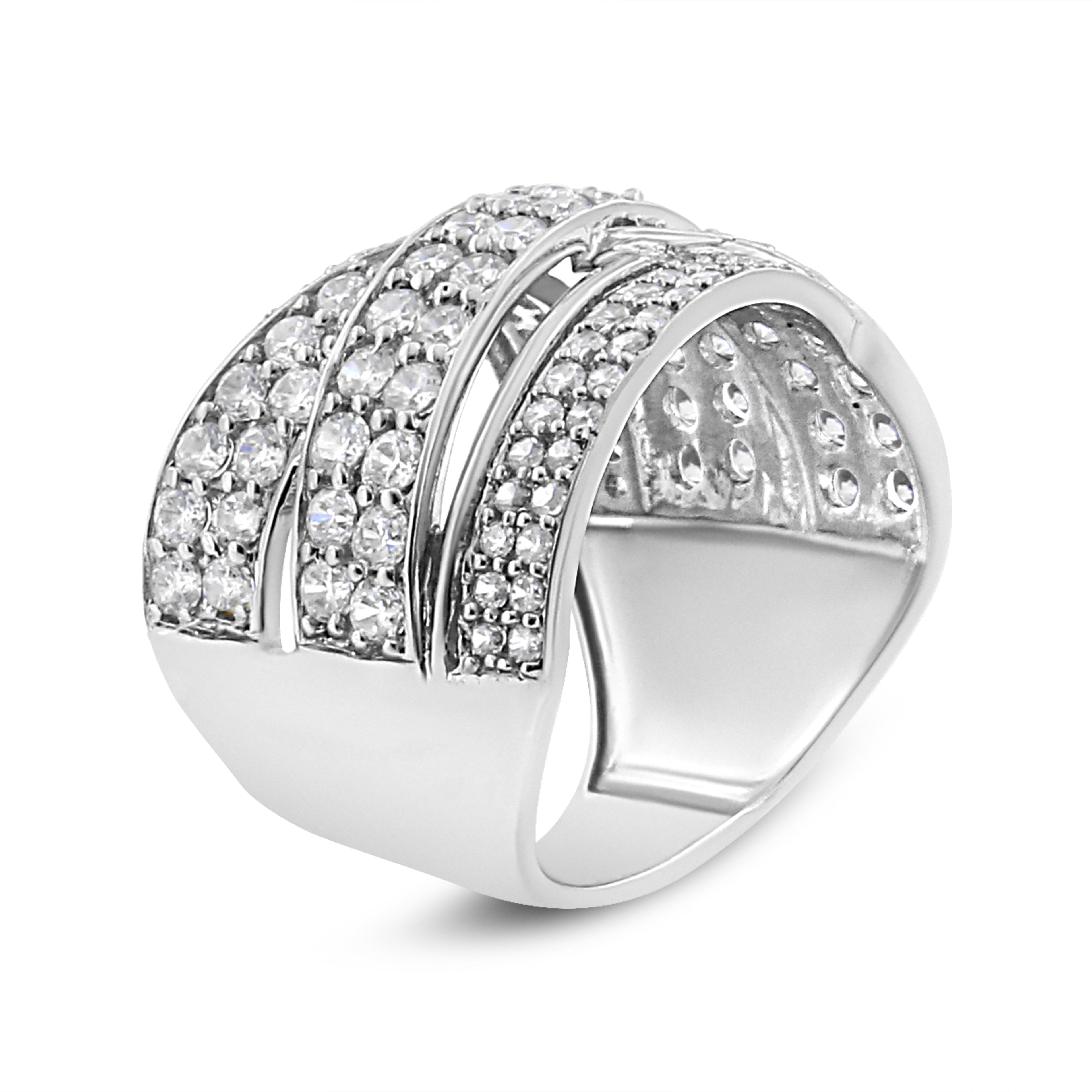 .925 Sterling Silver 2.00 Cttw Round-Cut Diamond Overlapping Bypass Band Ring (I-J Color, I2-I3 Clarity) - Ring Size 7 by Bids.com