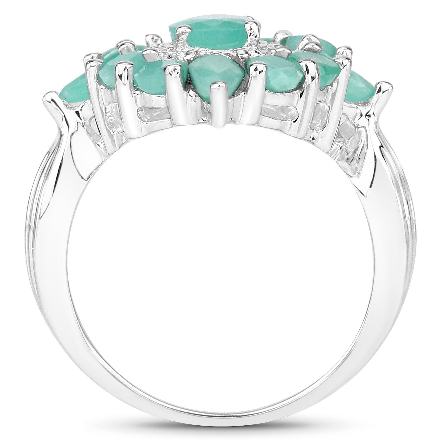2.37 Carat Genuine Emerald .925 Sterling Silver Ring by Bids.com