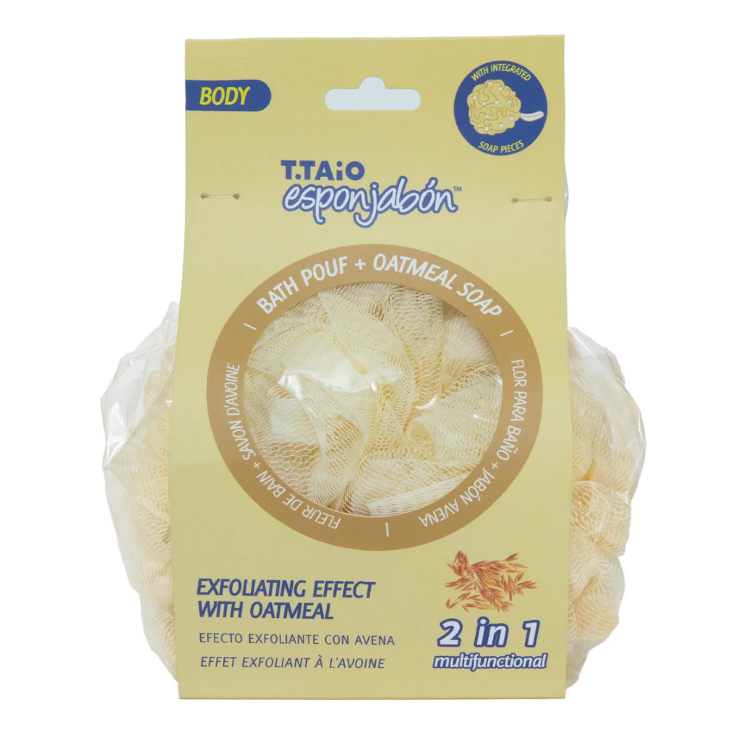 T.Taio Esponjabon Oatmeal Bath Pouf + Oatmeal Soap (2in1) DestGlow