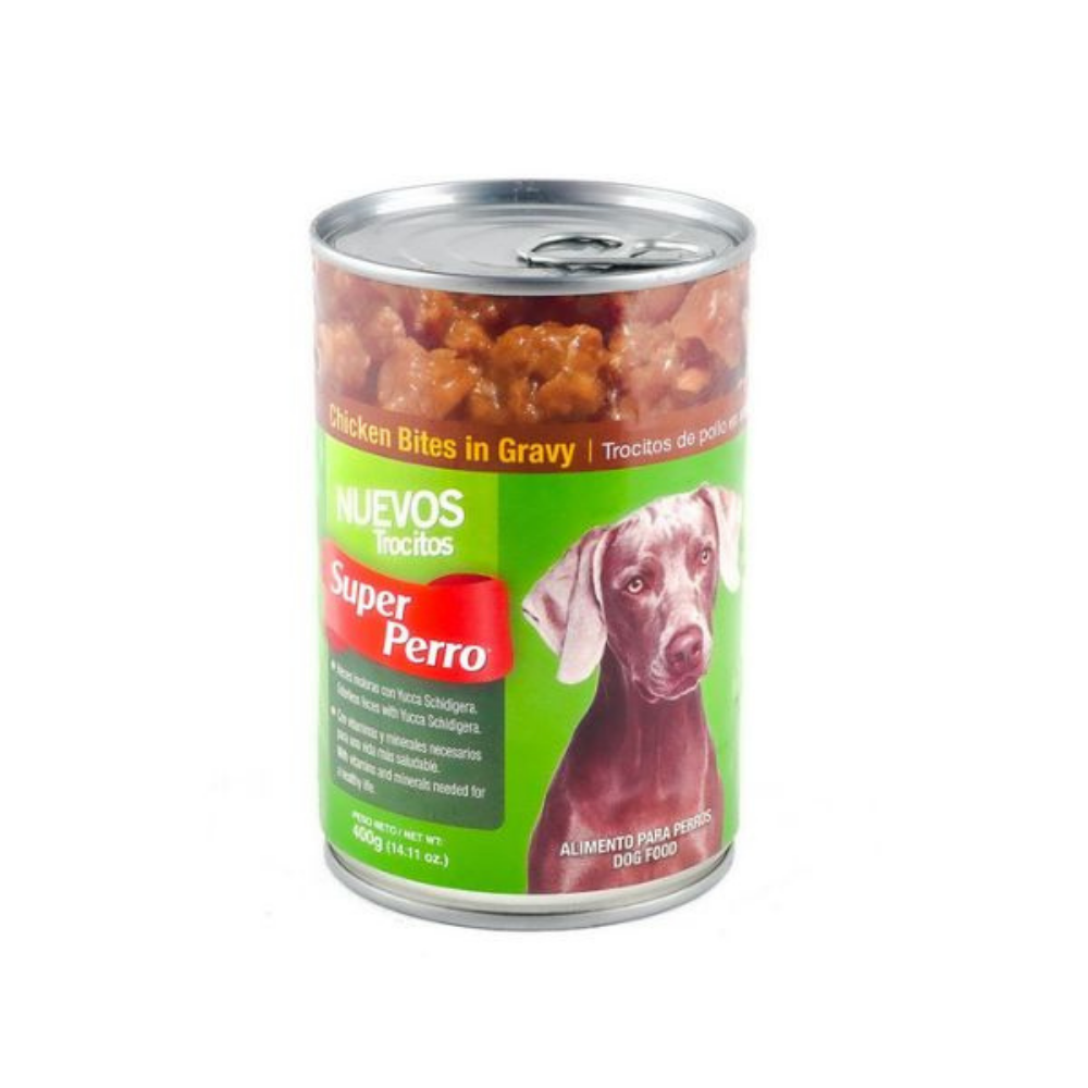 Super Perro Chicken Bites in Gravy Wet Dog Food (14.1oz) DestGlow