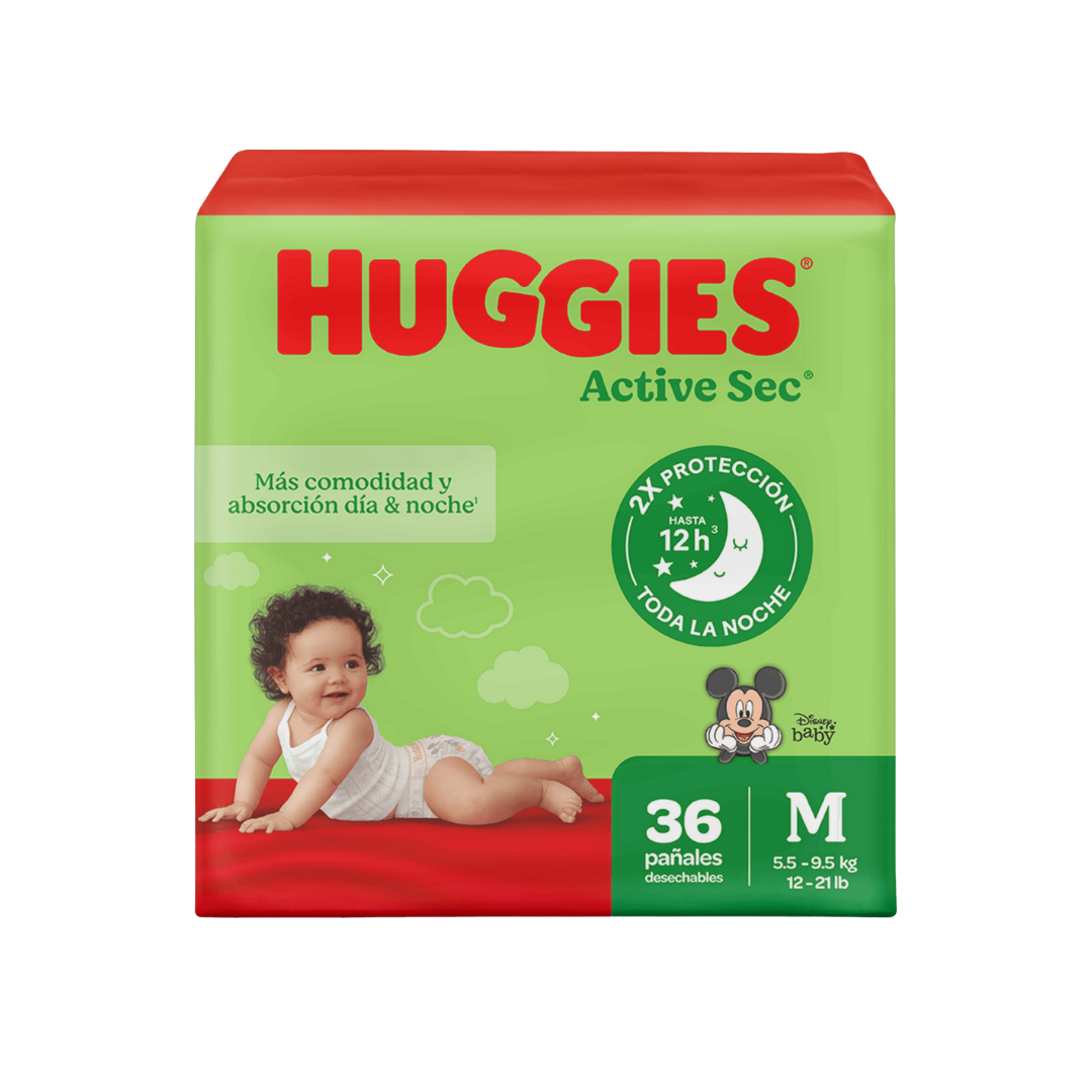 Huggies Active Sec Baby Diapers Size M/2 (36 count) DestGlow
