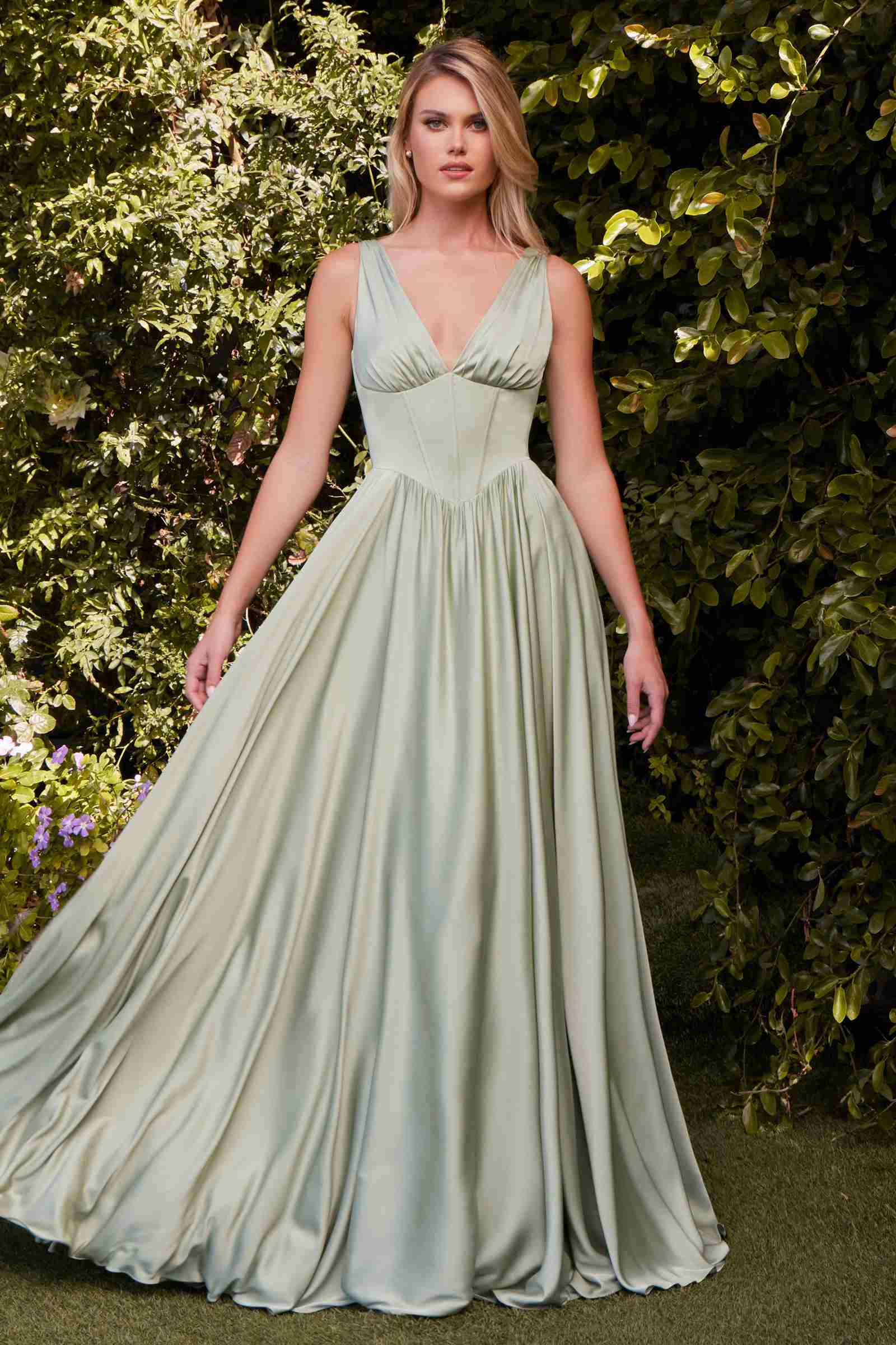 Ladivine 7447 Dress A-Line Soft Satin Gown by DiscountDressShop