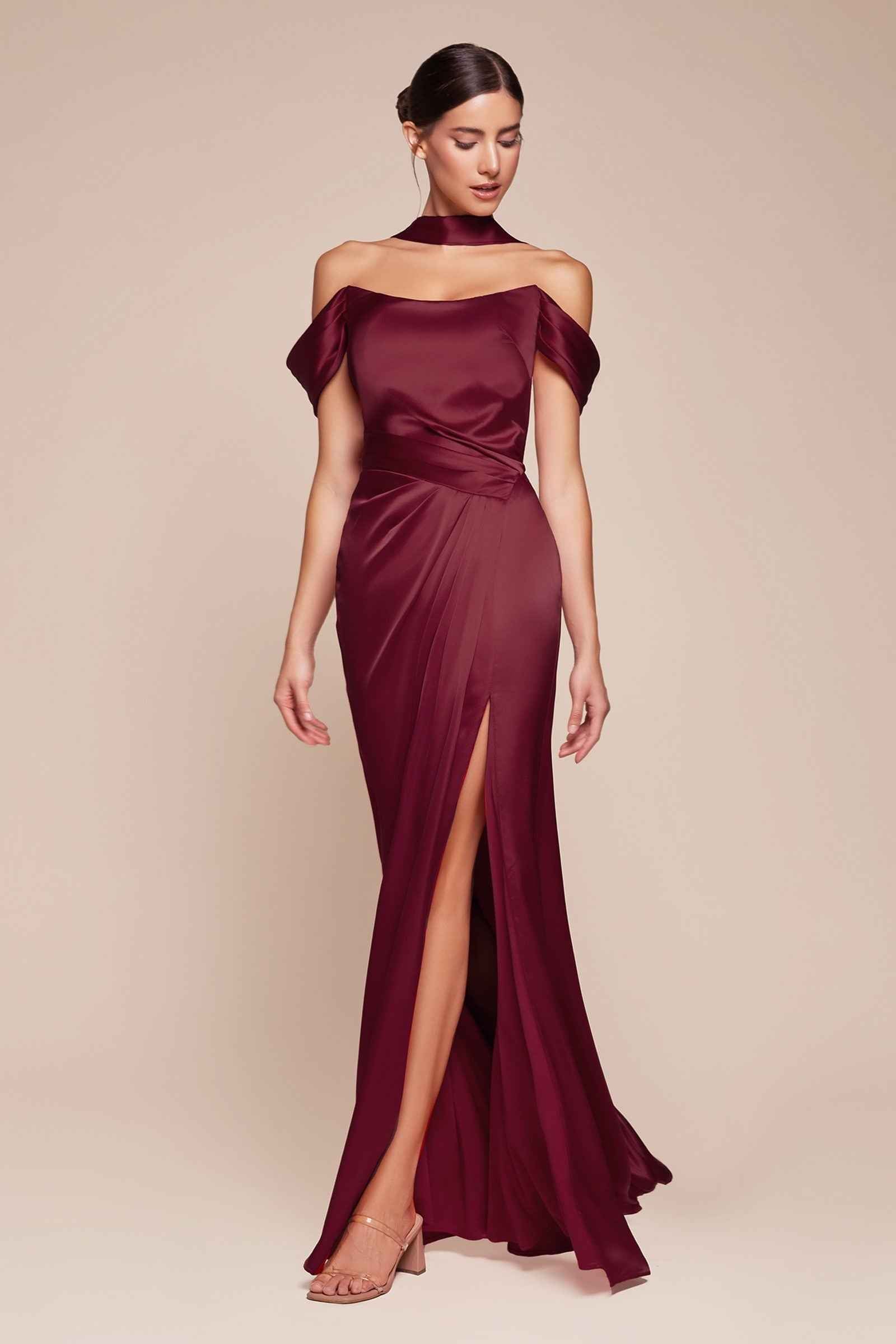 Ladivine 7452 Dress Off the Shoulder Lace Up Corset Satin Gown by DiscountDressShop