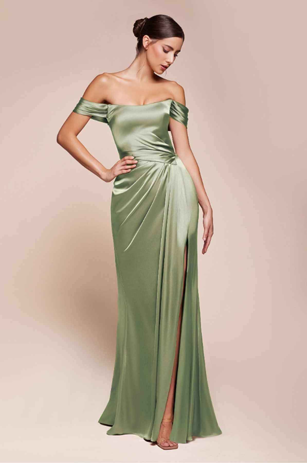 Ladivine 7452 Dress Off the Shoulder Lace Up Corset Satin Gown by DiscountDressShop