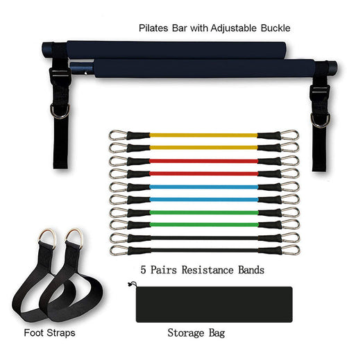 Pilates Bar Kit with Resistance Bands - Portable Home Gym Workout Equipment