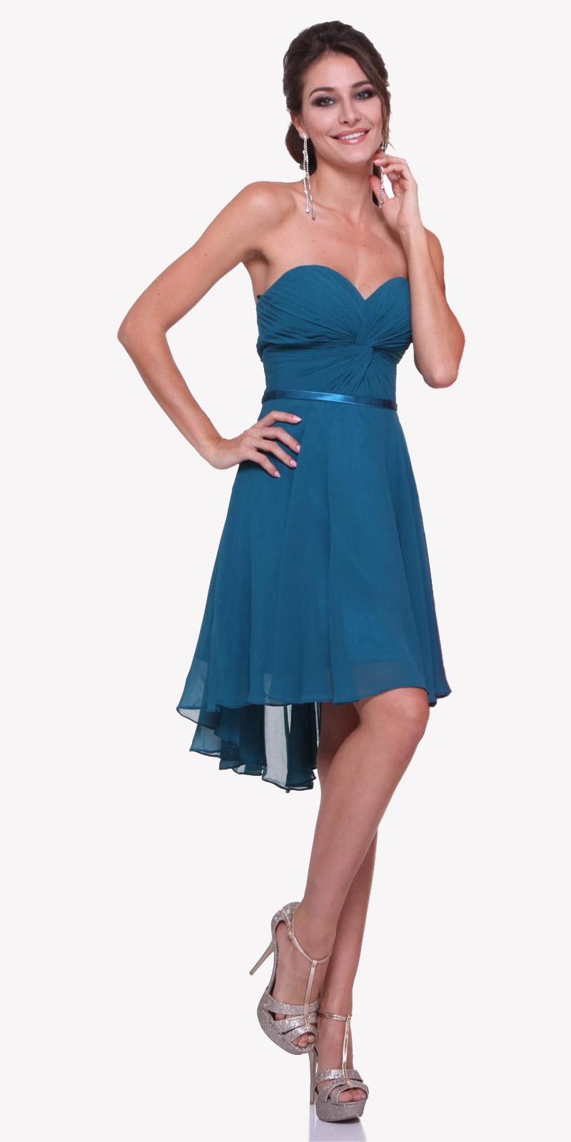 CLEARANCE - Cinderella Divine 7456 Short A-Line Strapless Chiffon Dress (Size 12) by DiscountDressShop
