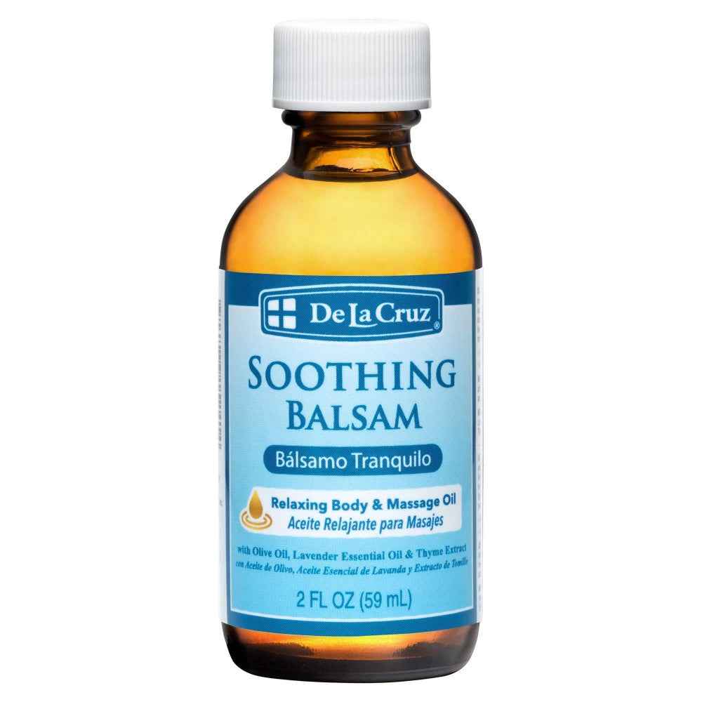 De La Cruz Soothing Balsam Massage Oil, No Preservatives Or Artificial Colors, Made In USA 2 FL. OZ