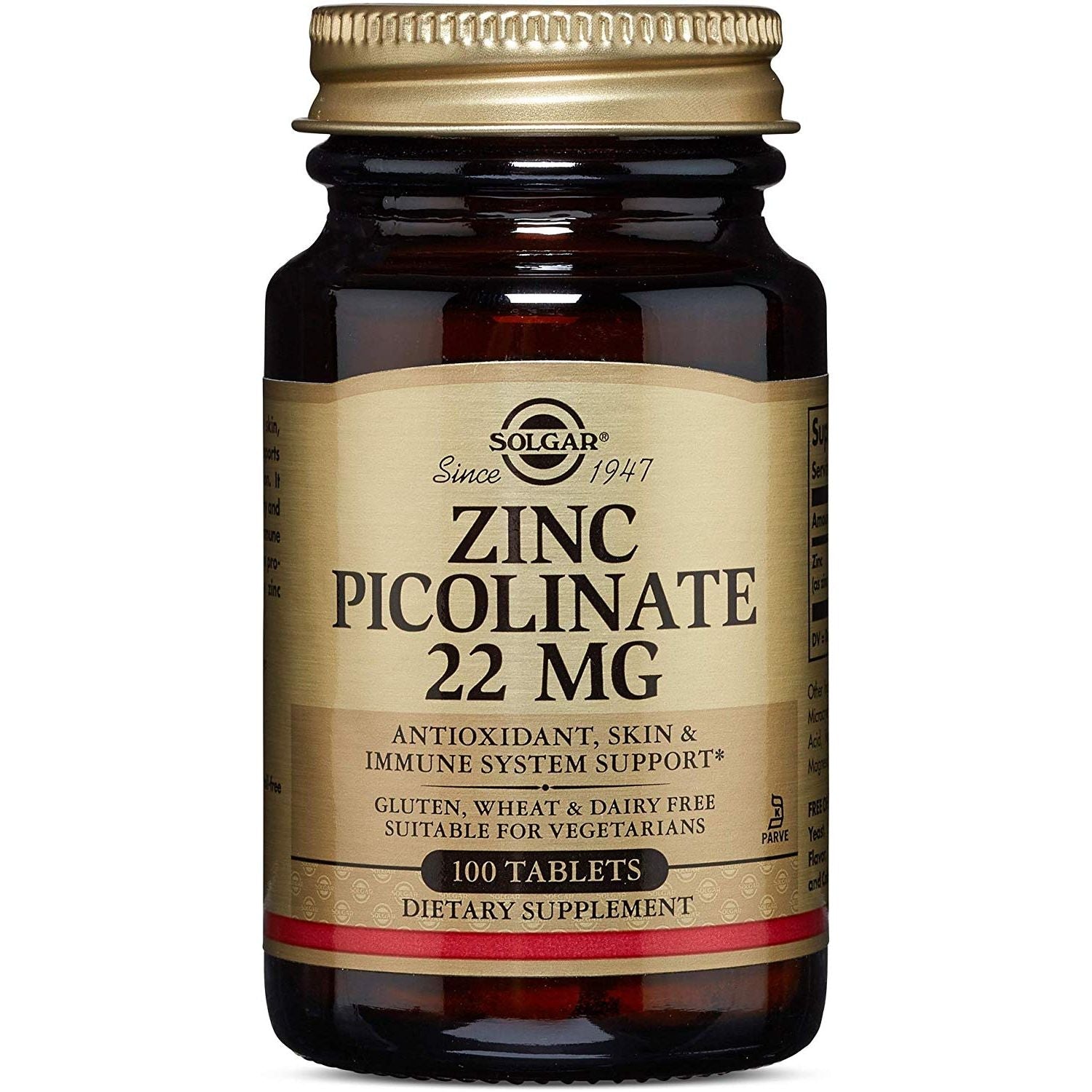 Solgar Zinc Picolinate, 22 Mg, 100 Tablets by Pasteur Pharmacy