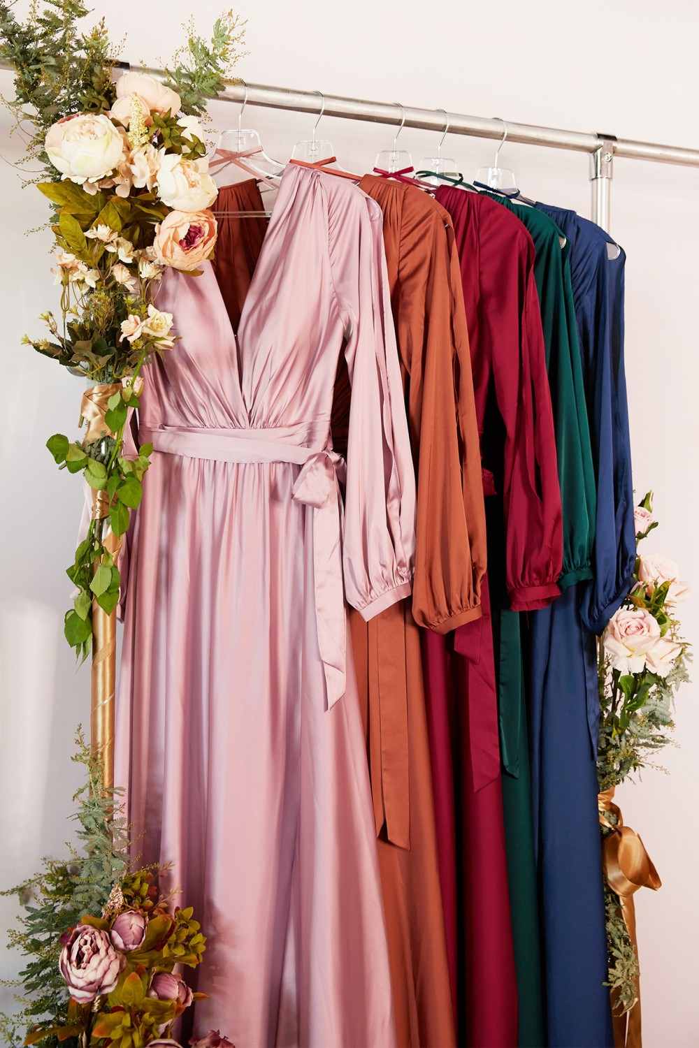 Ladivine 7475 Long Split Blouson Sleeve Formal Dress Thigh Split by DiscountDressShop