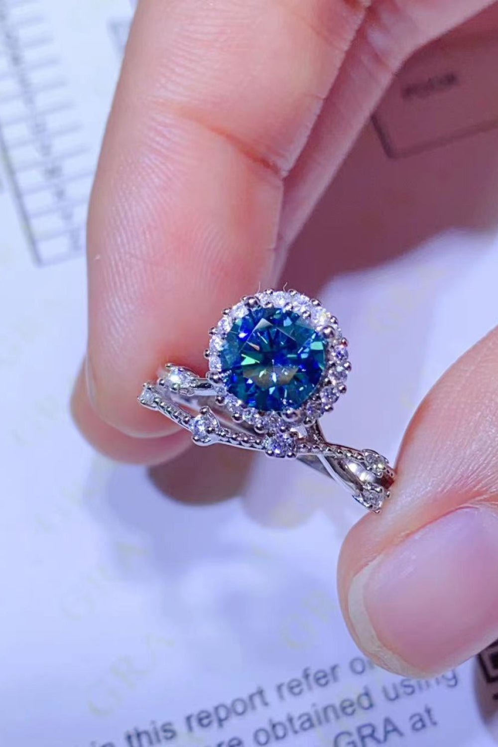 1 Carat Blue Brilliant Round Cut Sparkala™ Platinum Over Pure Sterling Silver Ring (Blue Or Purple) by Sparkala