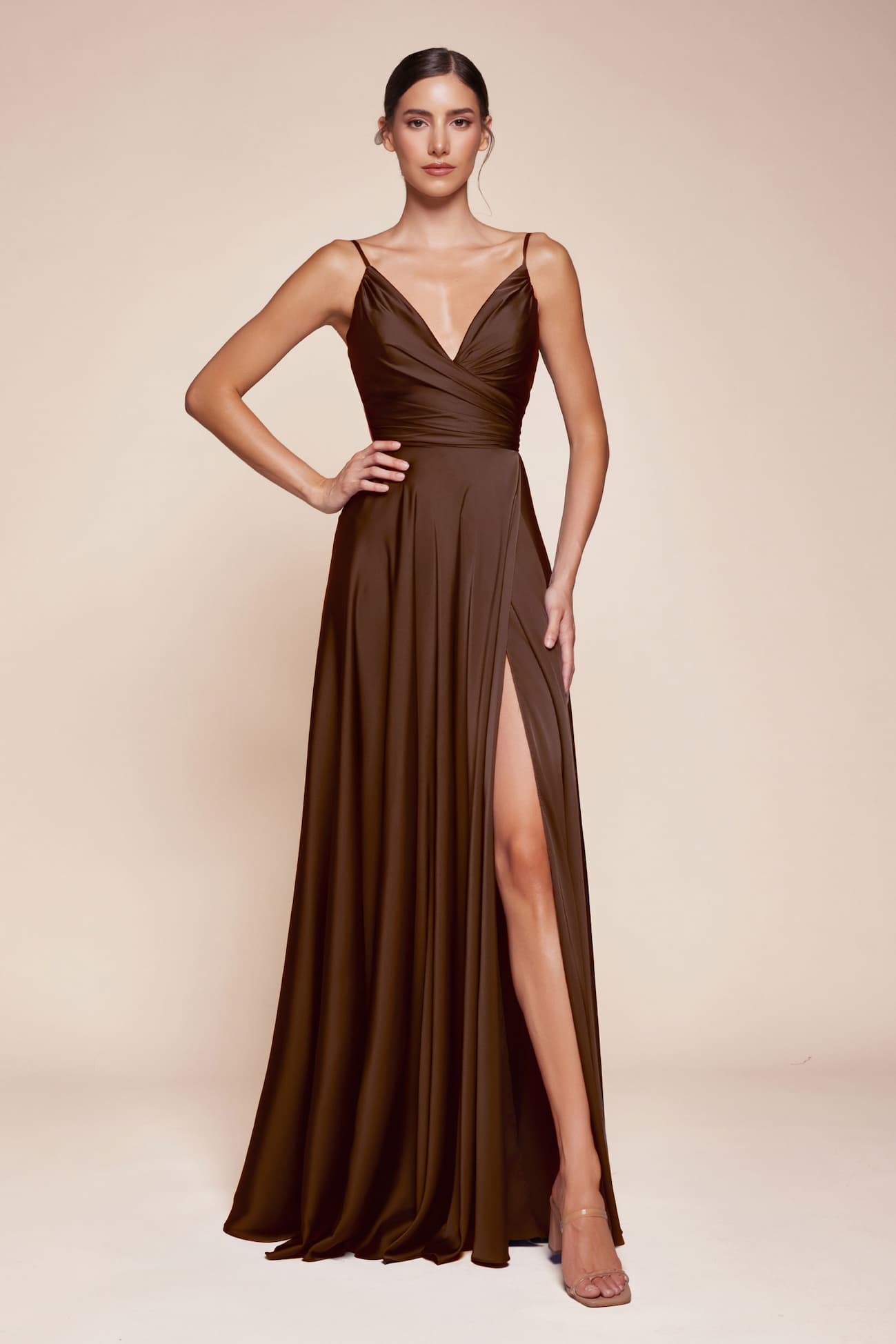 Cinderella Divine 7485C Sweetheart Neckline Soft Satin A-Line Formal Dress DestGlow