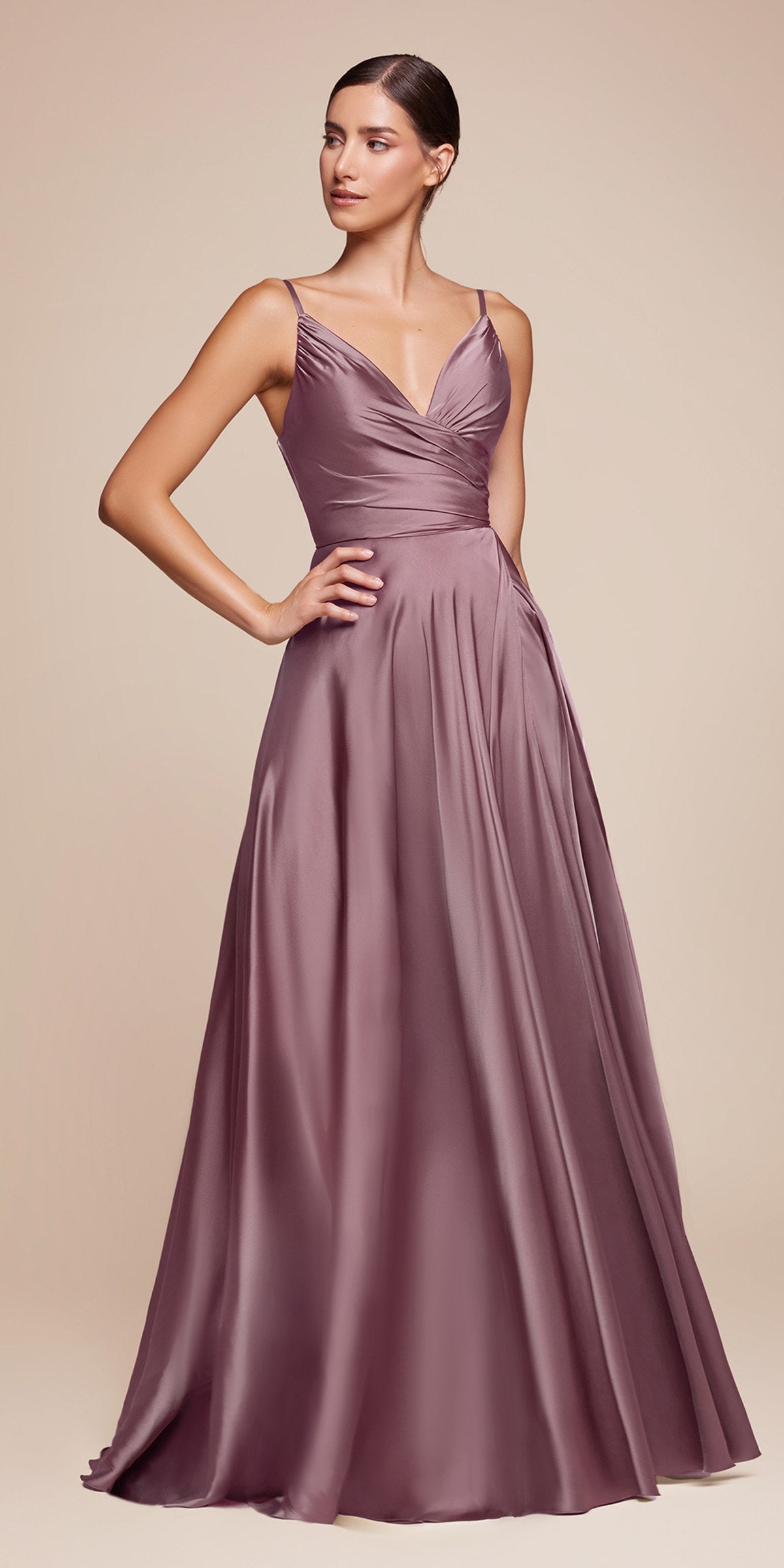 Cinderella Divine 7485C Sweetheart Neckline Soft Satin A-Line Formal Dress DestGlow