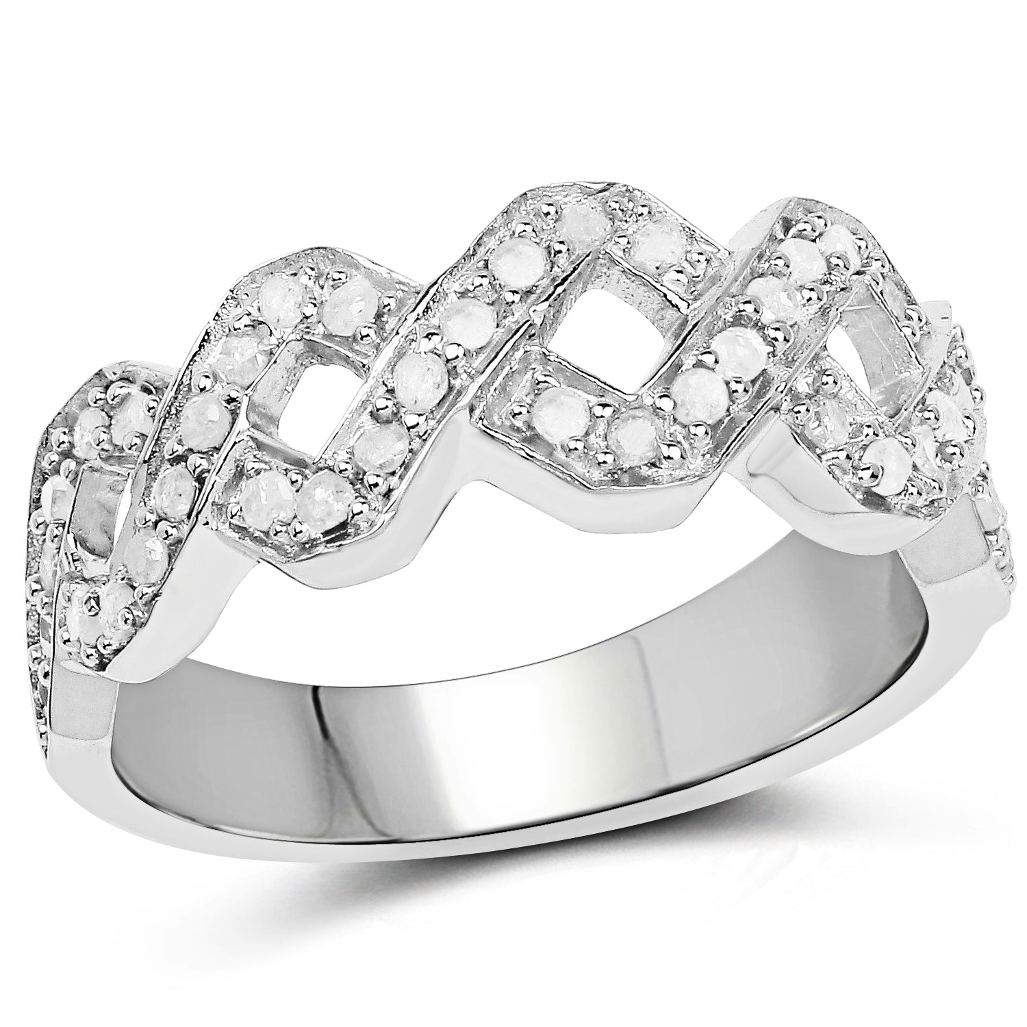 0.40 Carat Genuine White Diamond .925 Sterling Silver Ring by Bids.com