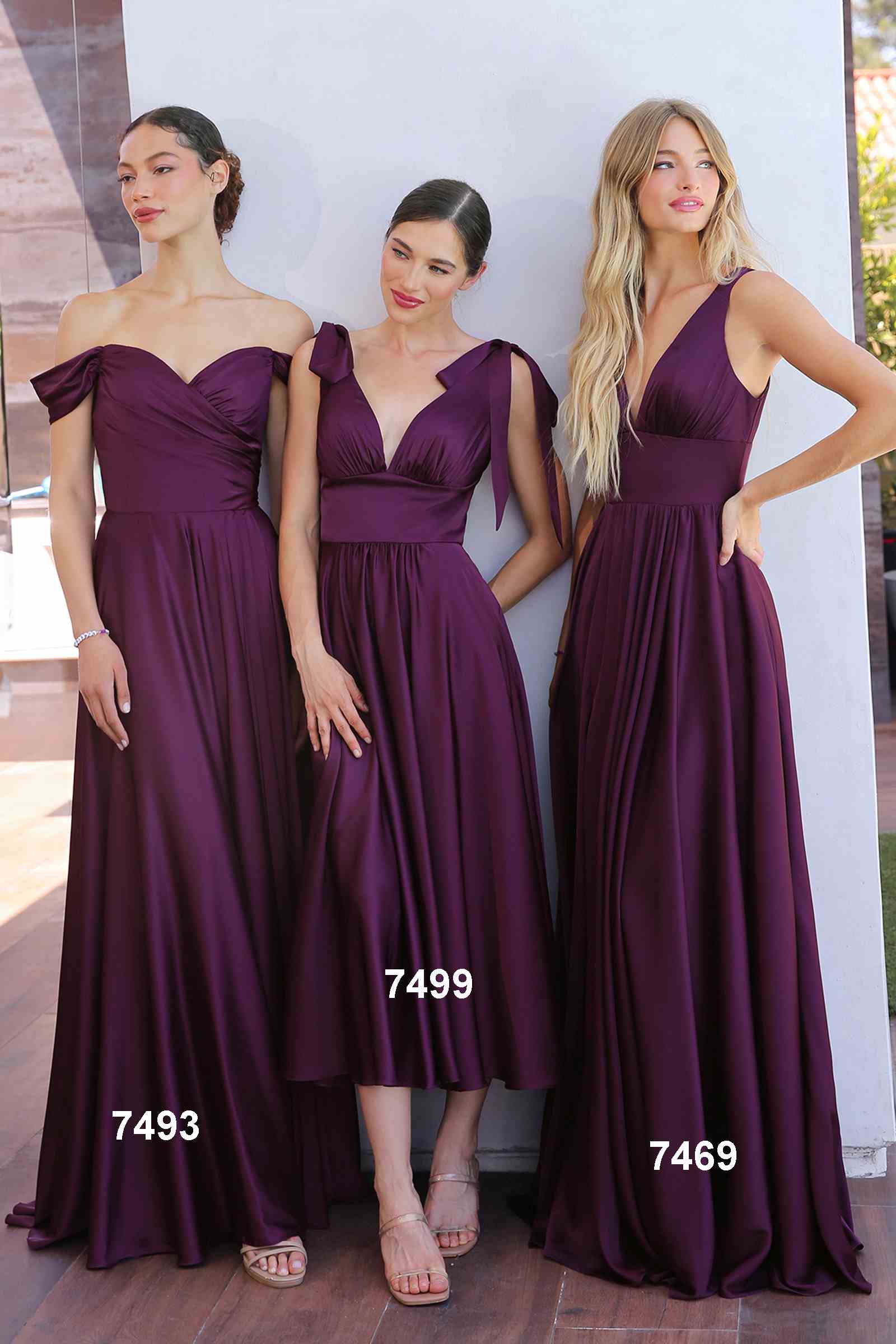 Cinderella Divine 7493C Long Plus Size A-Line Off the Shoulder Satin Dress DestGlow
