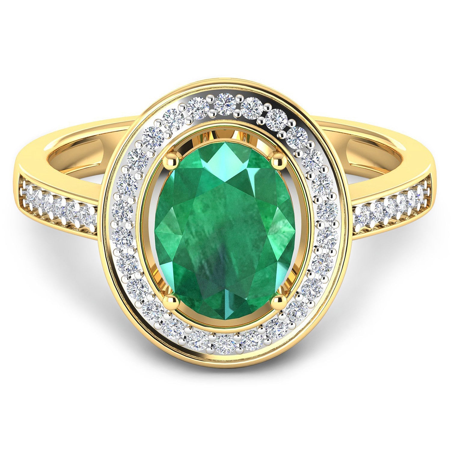 1.87 Carat Genuine Zambian Emerald and White Diamond 14K Yellow Gold Ring by Bids.com