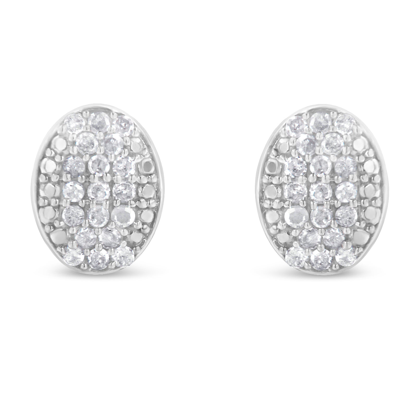 Sterling Silver Round Diamond Oval Cluster Earrings (1/2 cttw, I-J Color, I2-I3 Clarity) by Bids.com