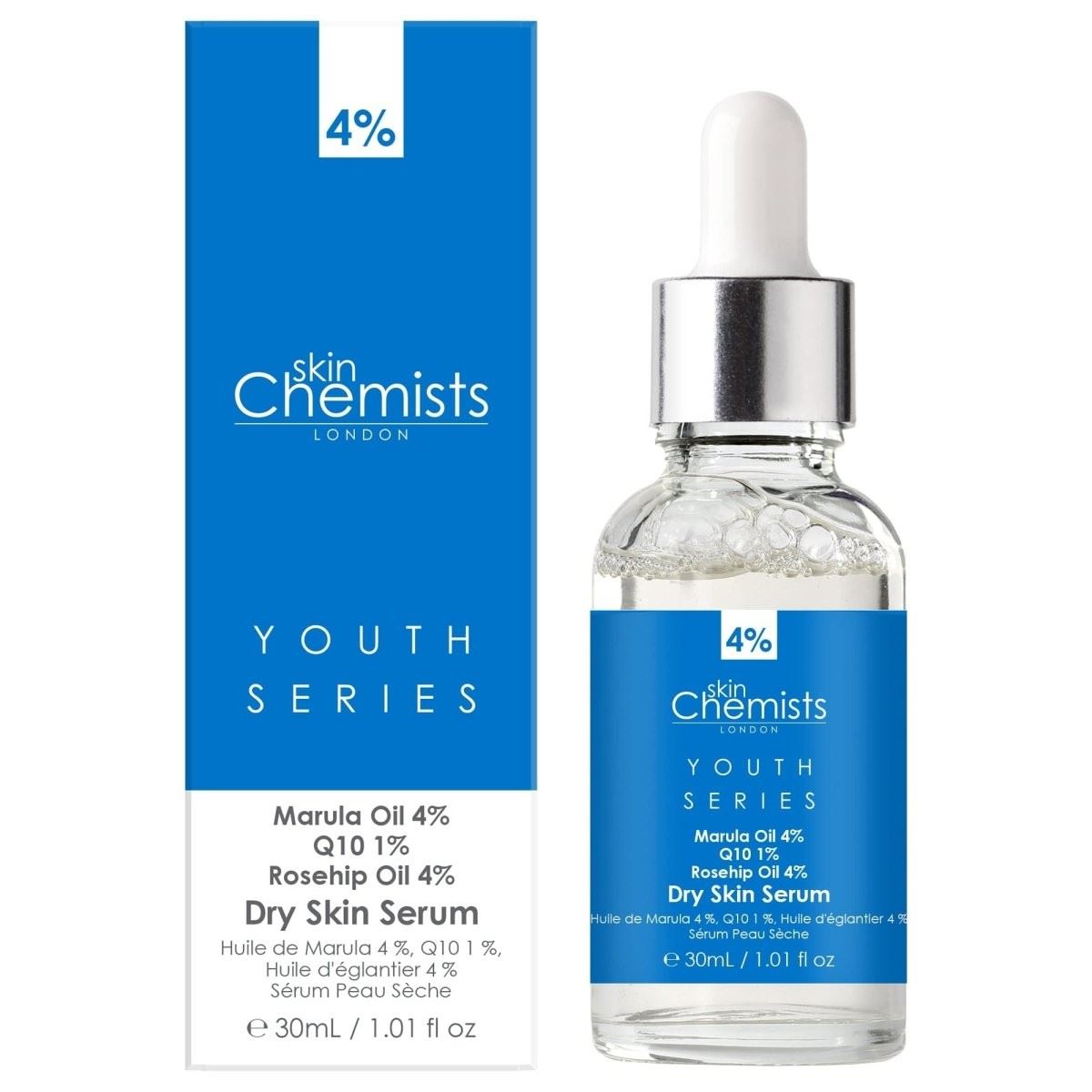 Dry Skin Serum Marulua Oil 4%, Q10 1%, Rosehip Oil 4% 30ml by skinChemists US
