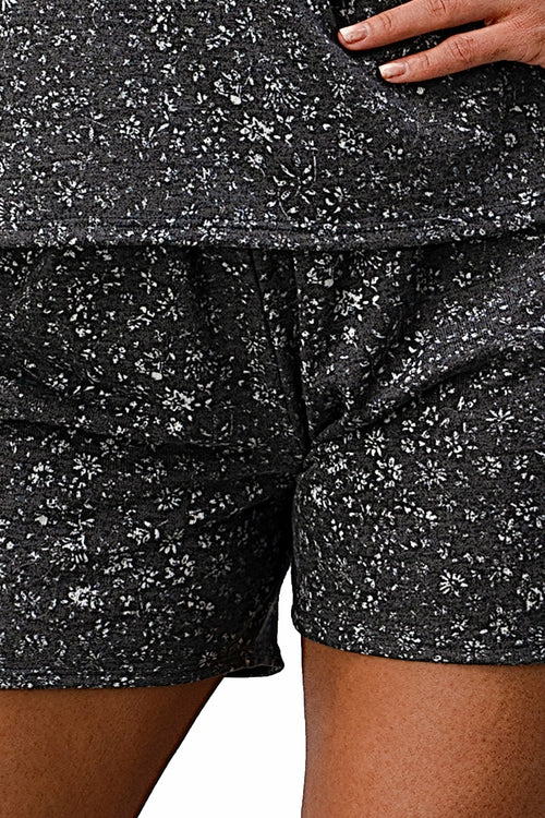 Women's Hacci Ditsy Floral Lounge Set - Sweatshirt & Shorts PJ Set (Size S)