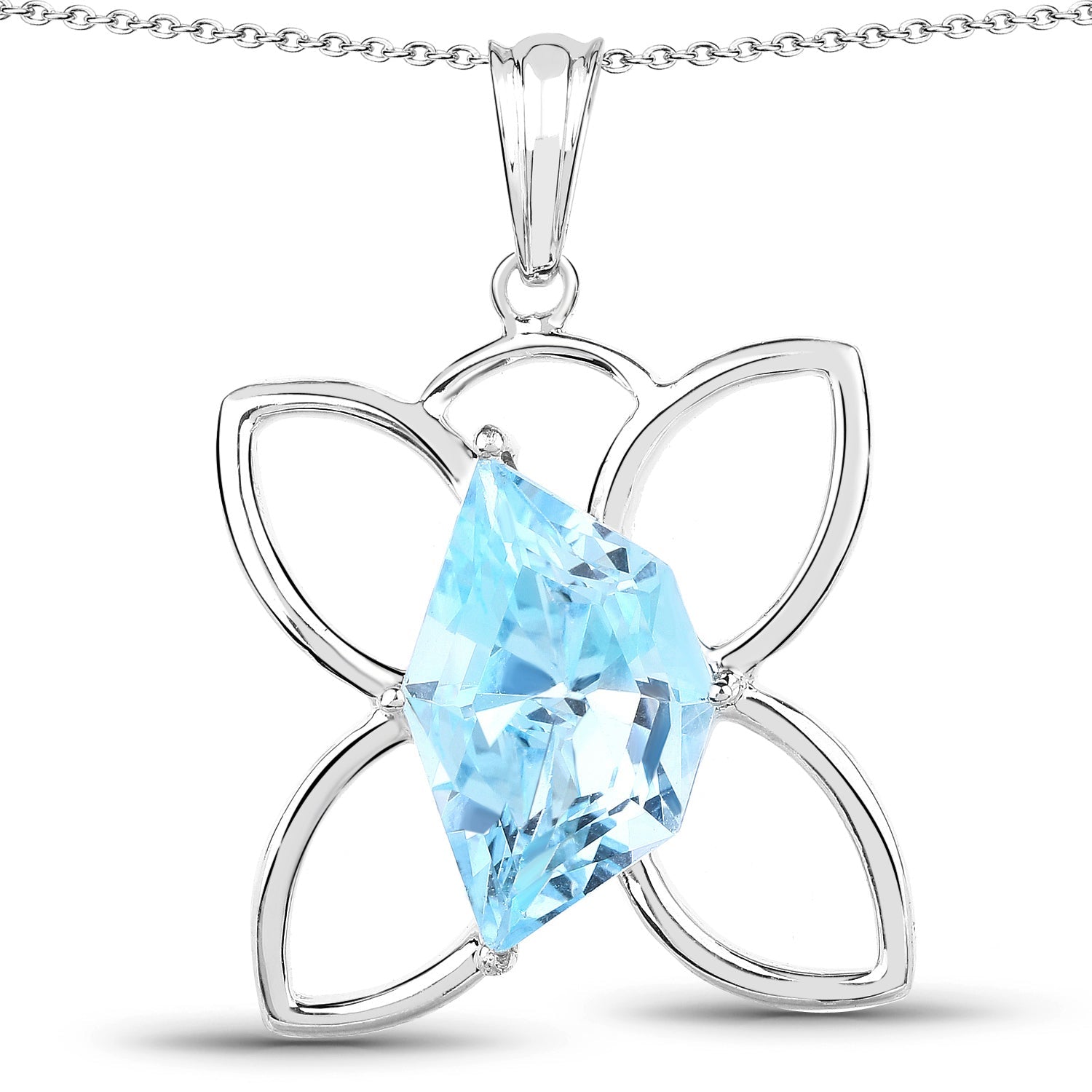 10.58 Carat Genuine Swiss Blue Topaz .925 Sterling Silver Pendant DestGlow