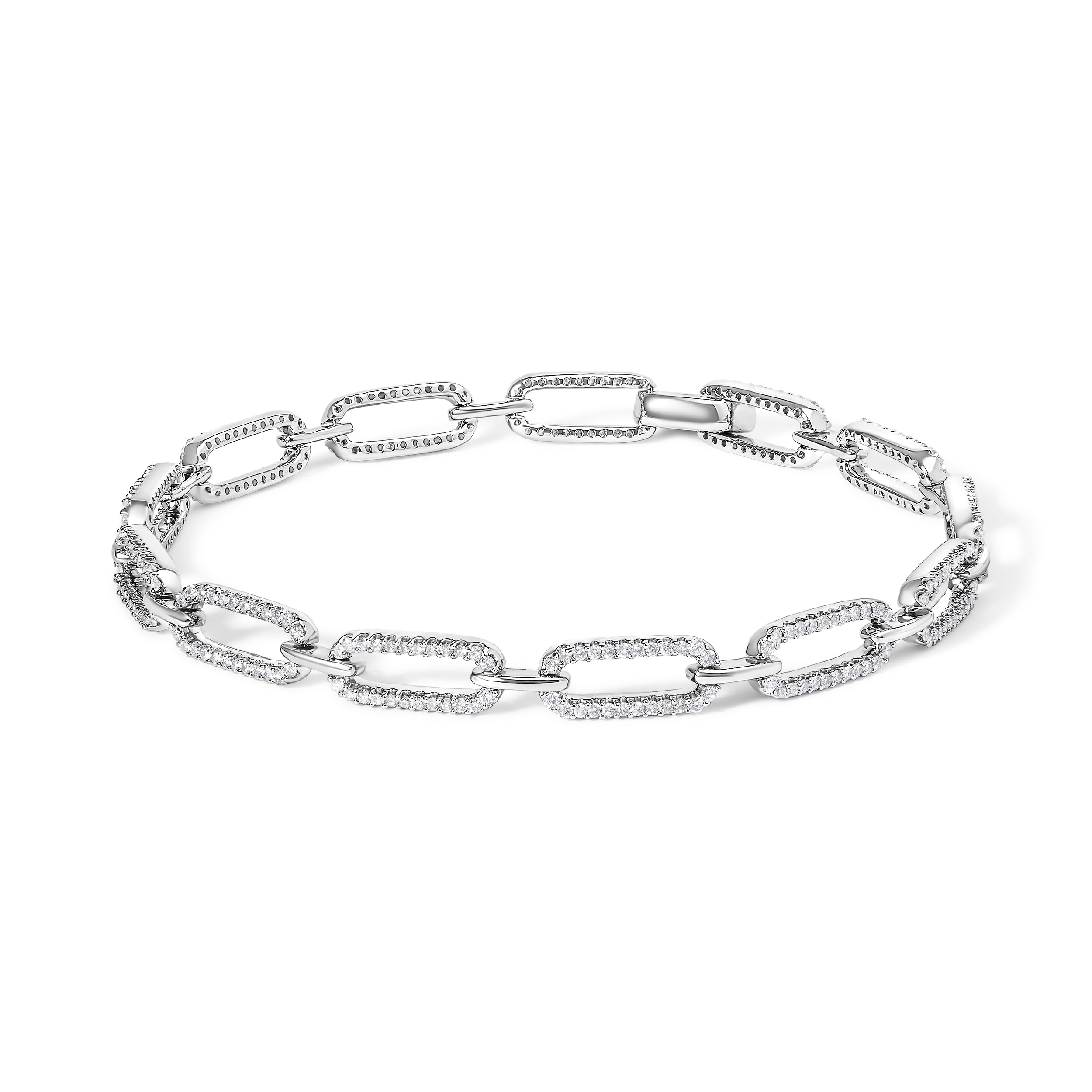 14K White Gold 1.00 Cttw Paperclip Link Bracelet DestGlow