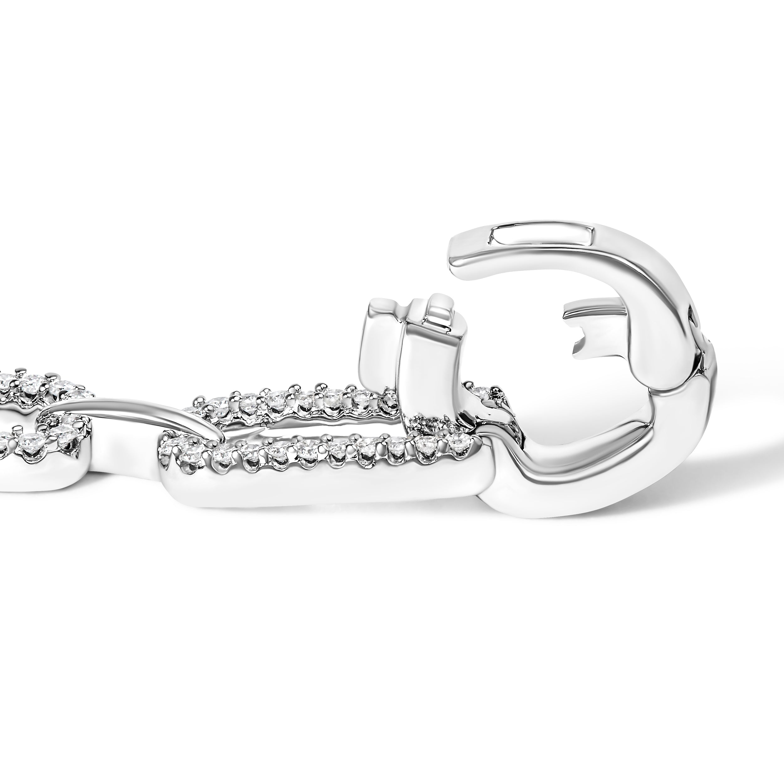 14K White Gold 1.00 Cttw Paperclip Link Bracelet DestGlow
