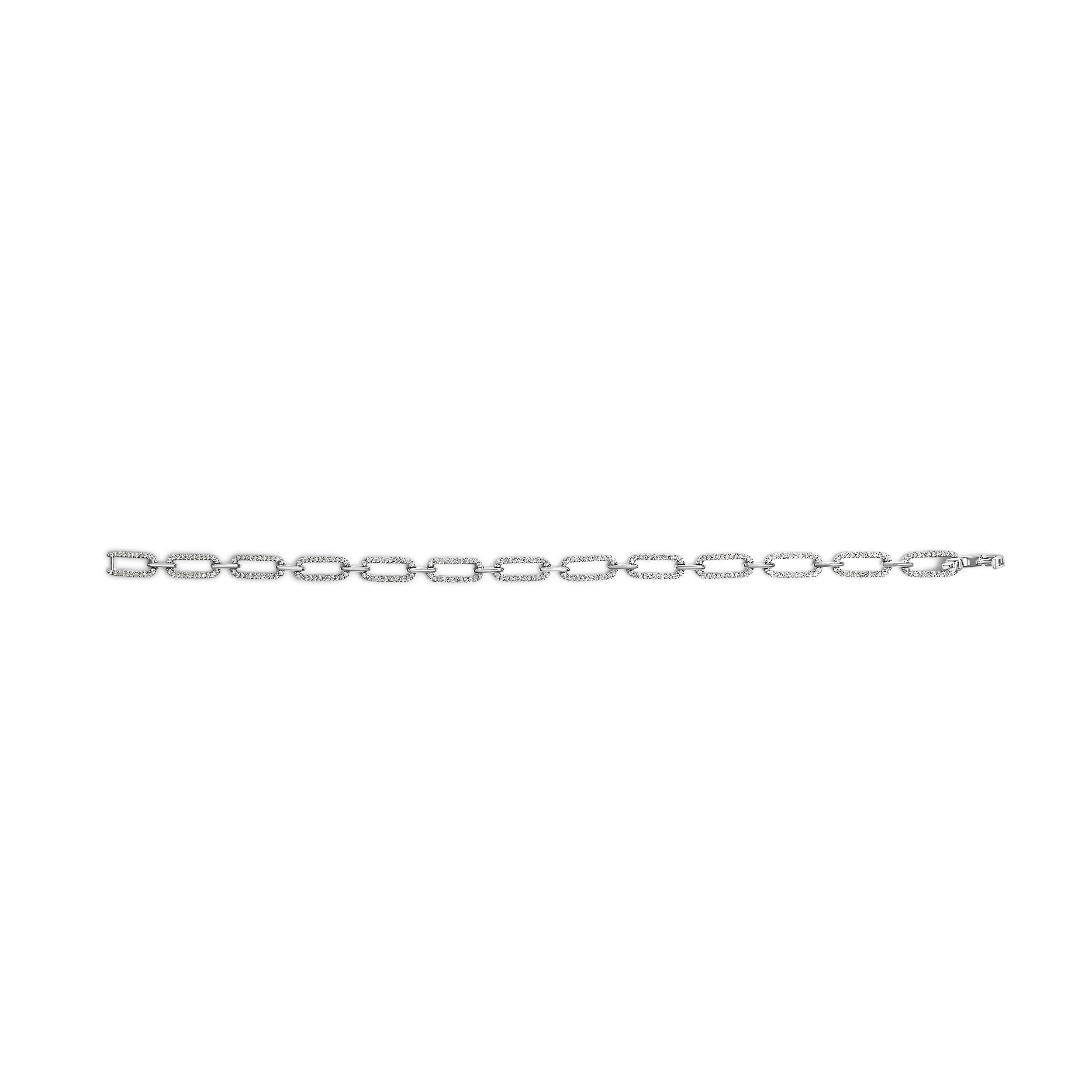 14K White Gold 1.00 Cttw Paperclip Link Bracelet DestGlow
