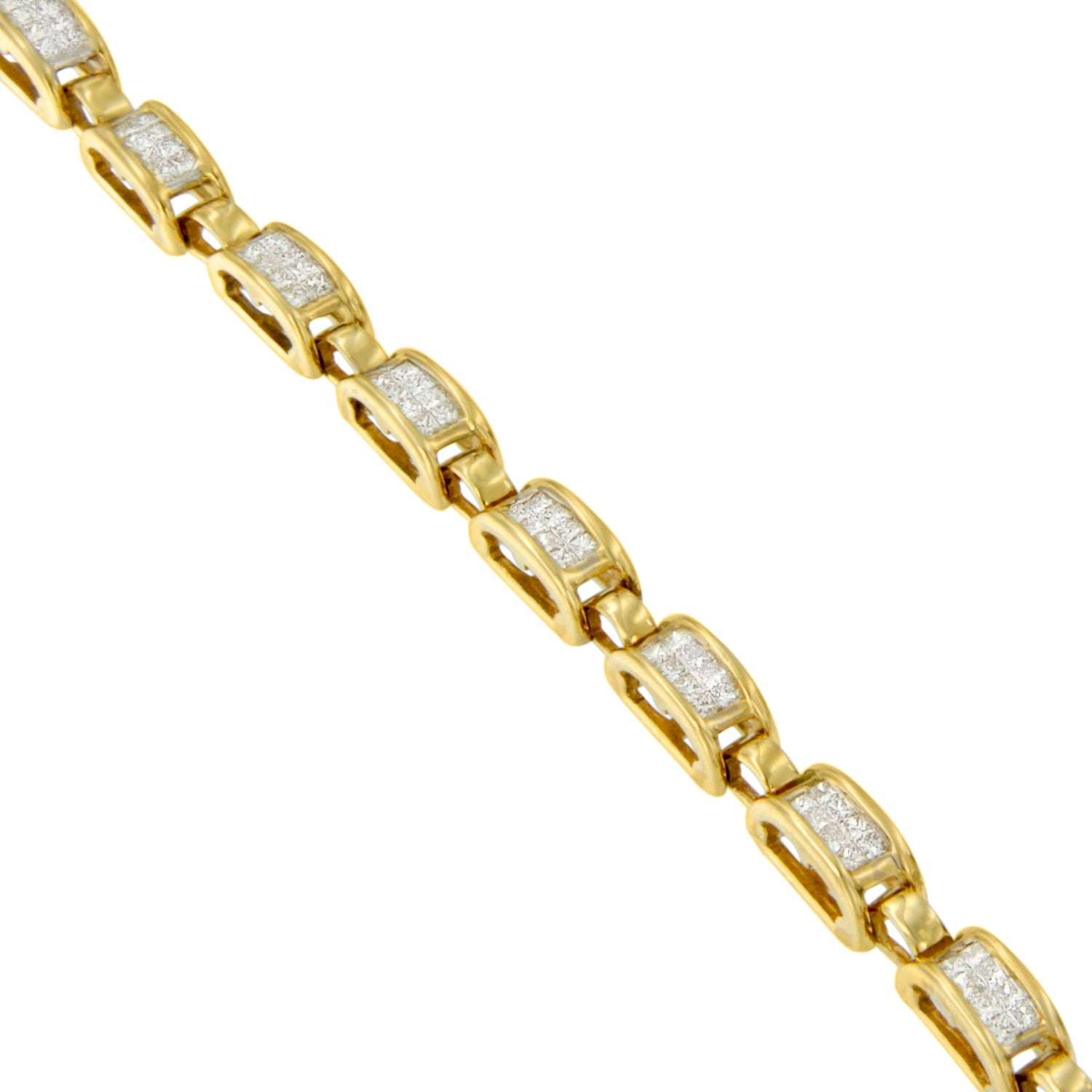 14K Yellow Gold Princess-Cut Diamond Links of Love Bracelet (2.00 cttw, H-I Color, SI2-I1 Clarity) by Bids.com