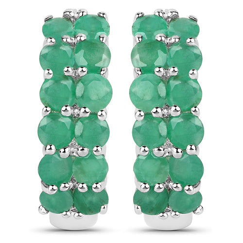 2.40 Carat Genuine Emerald .925 Sterling Silver Earrings DestGlow