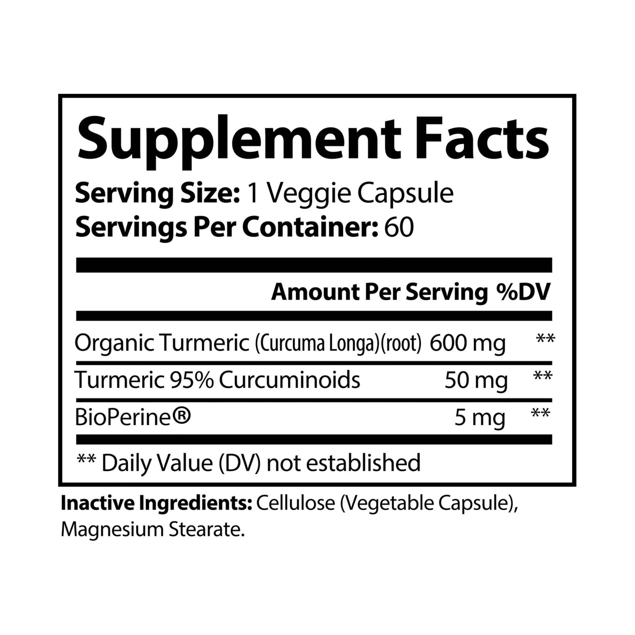 PureCur Turmeric with Black Pepper Fruit Extract Supplement (60 Capsules)