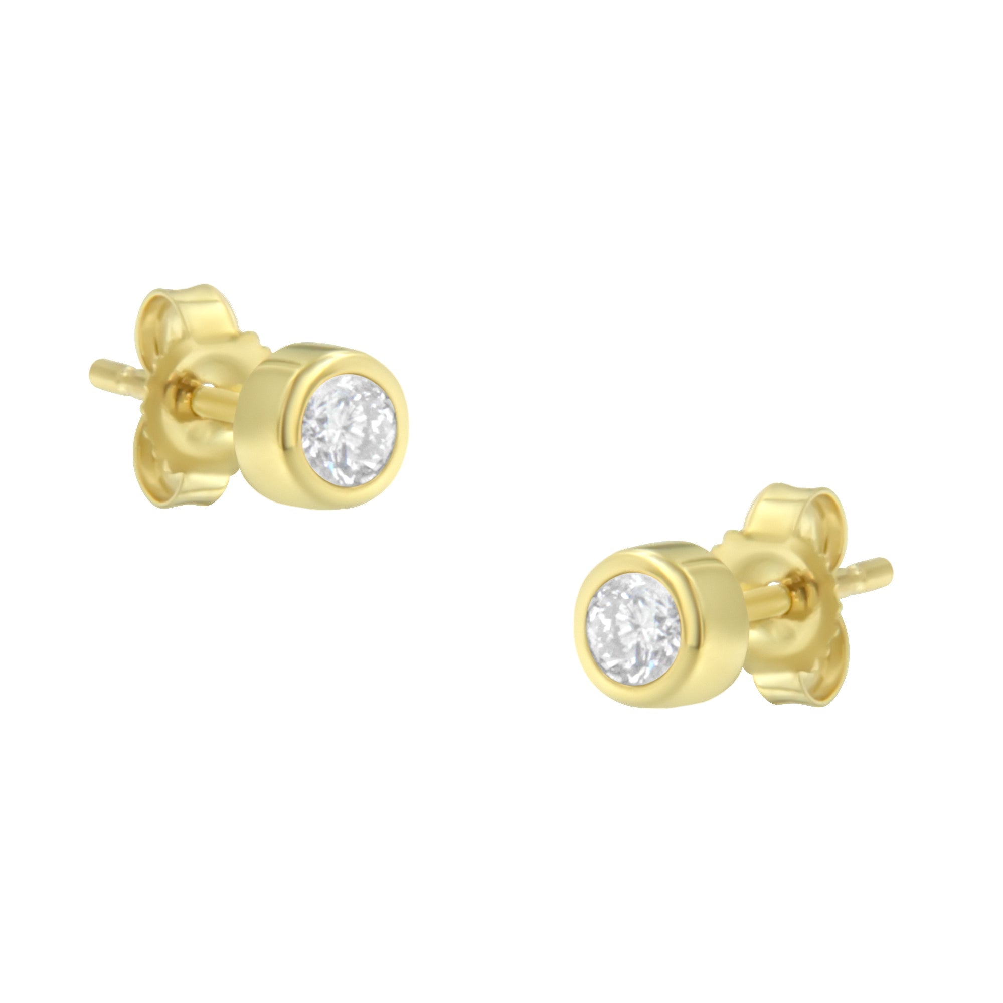 10K White Gold 1/5 Cttw Round Brilliant-Cut Near Colorless Diamond Bezel-Set Stud Earrings (H-I Color, I1-I2 Clarity) by Bids.com