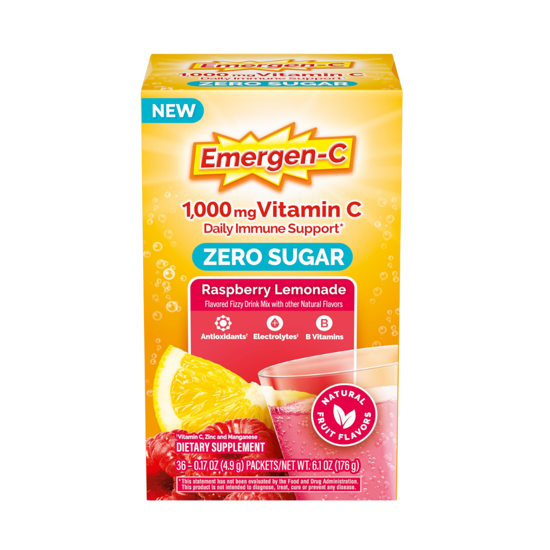 Emergen-C Zero Sugar Vitamin C Immune Support Raspberry Lemonade (18ct) DestGlow