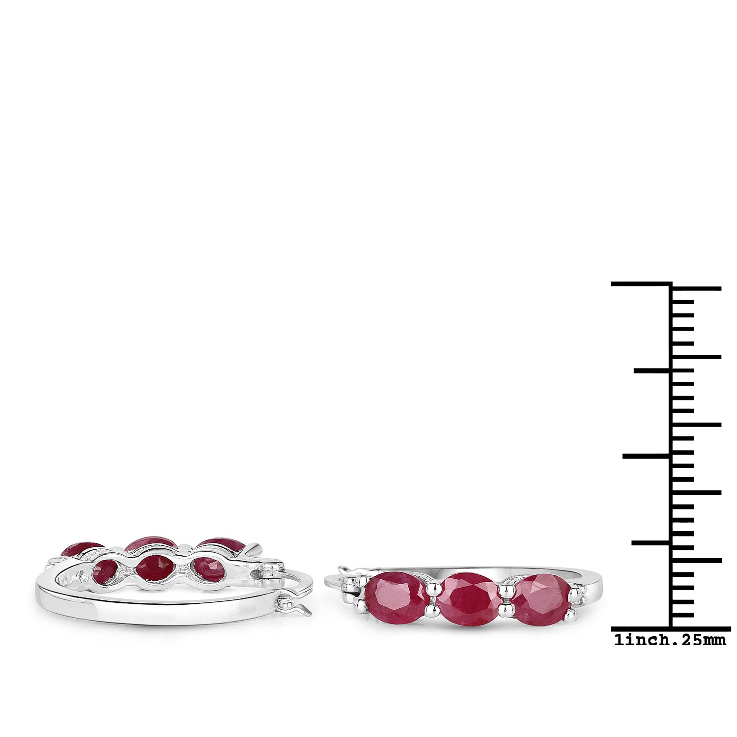 1.81 Carat Genuine Ruby and White Diamond .925 Sterling Silver Earrings DestGlow