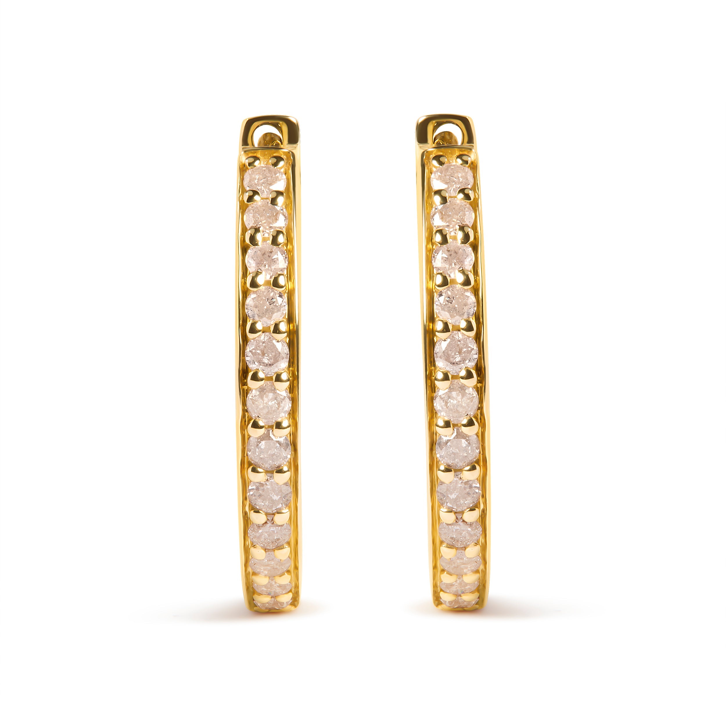 10K Yellow Gold 1/2 Cttw Round-Cut Diamond Hoop Earrings (I-J Color, I2-I3 Clarity) by Bids.com