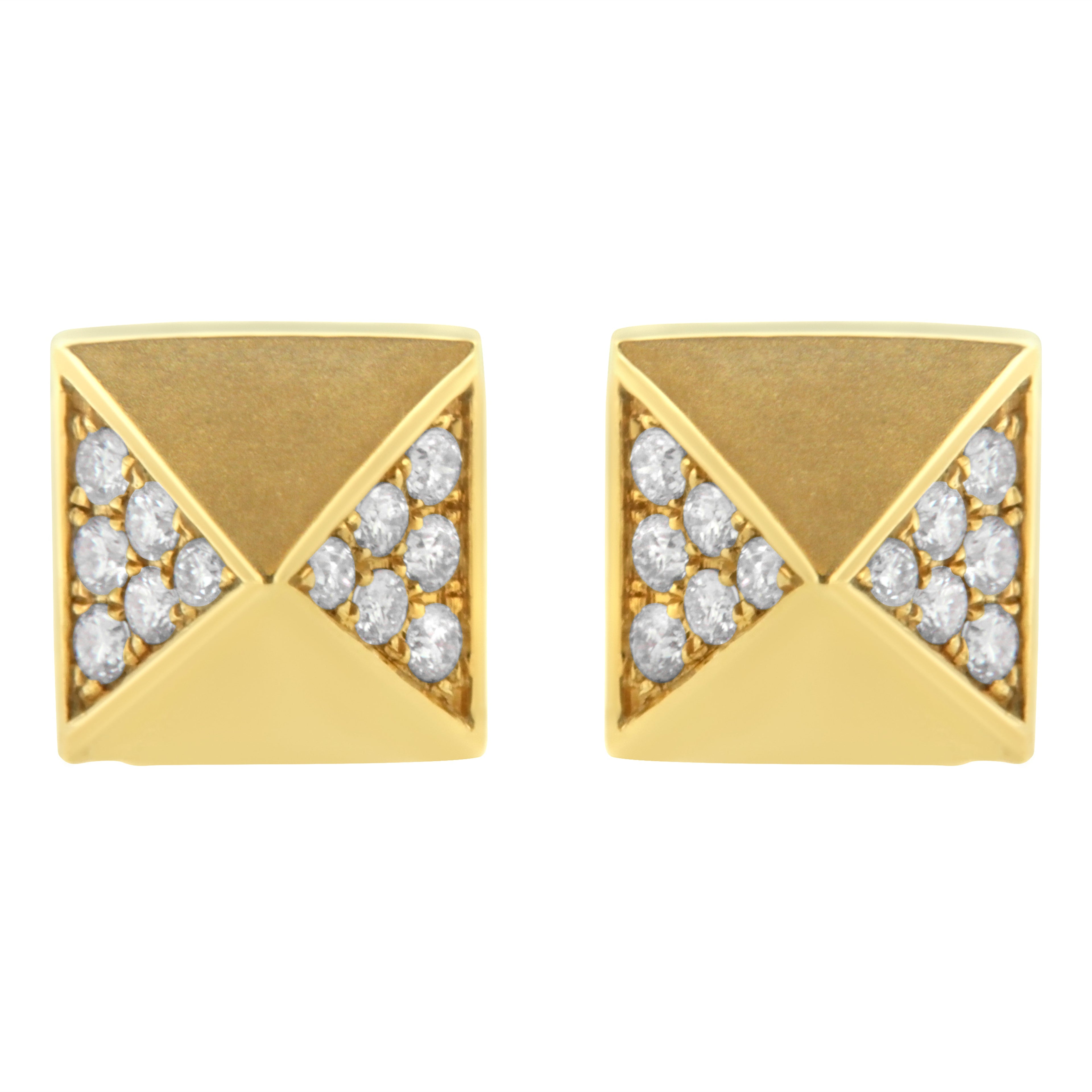 14K Yellow Gold 1/4 Cttw Diamond Pyramid Stud Earring (G-H Color, SI1-SI2 Clarity) by Bids.com