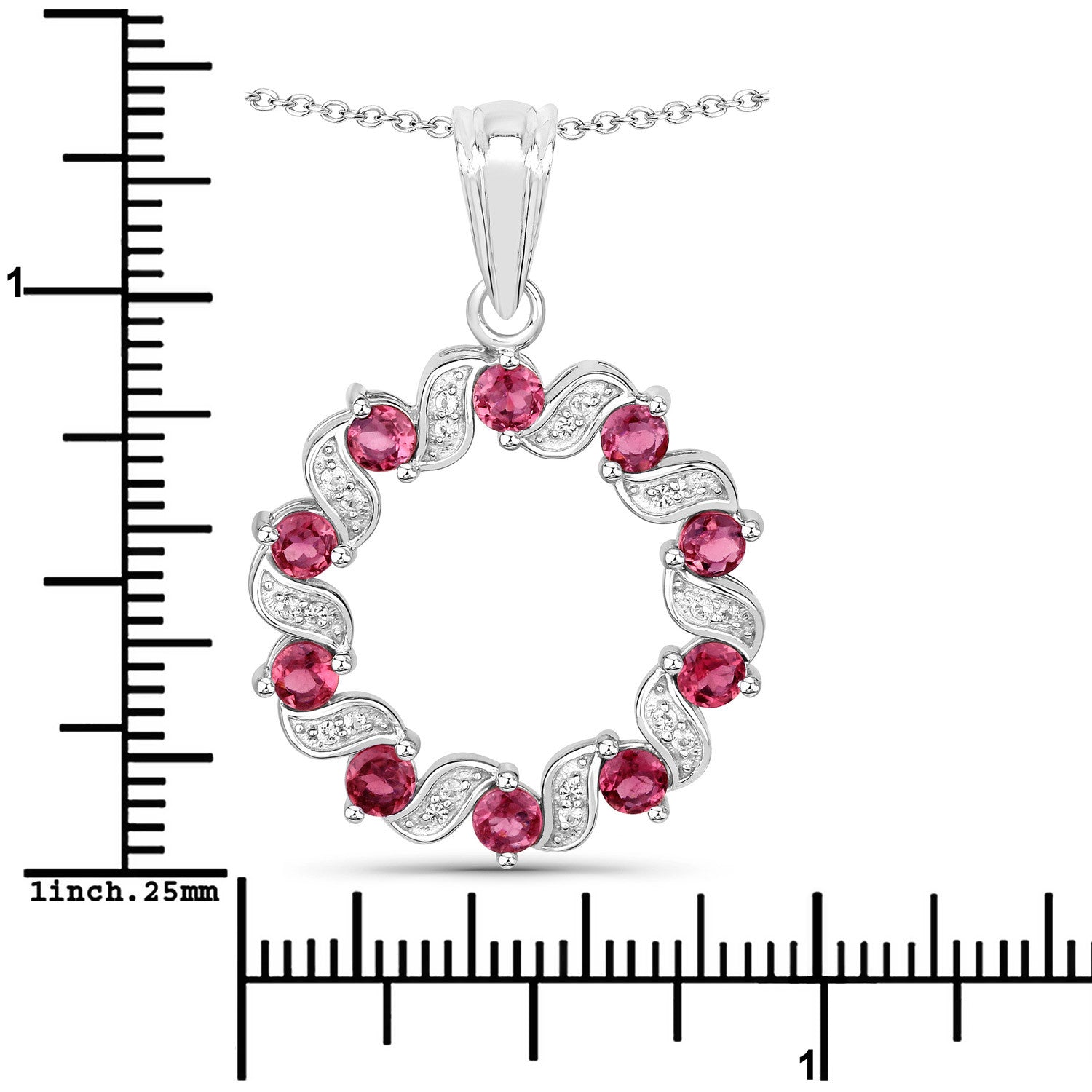 1.30 Carat Genuine Pink Tourmaline and White Topaz .925 Sterling Silver Pendant by Bids.com