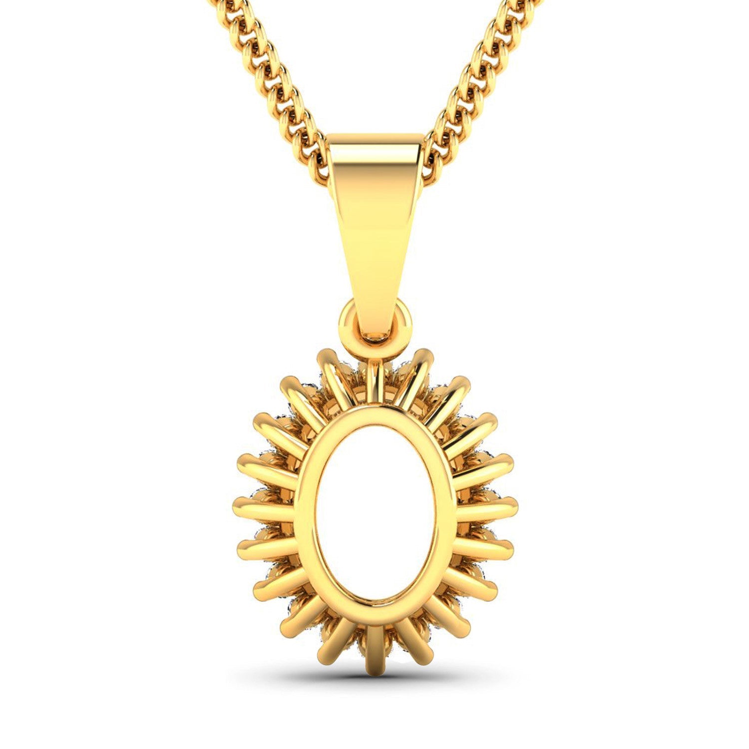 0.13 Carat Genuine White Diamond 14K Yellow Gold Semi Mount Pendant - holds 8x6mm Oval Gemstone by Bids.com
