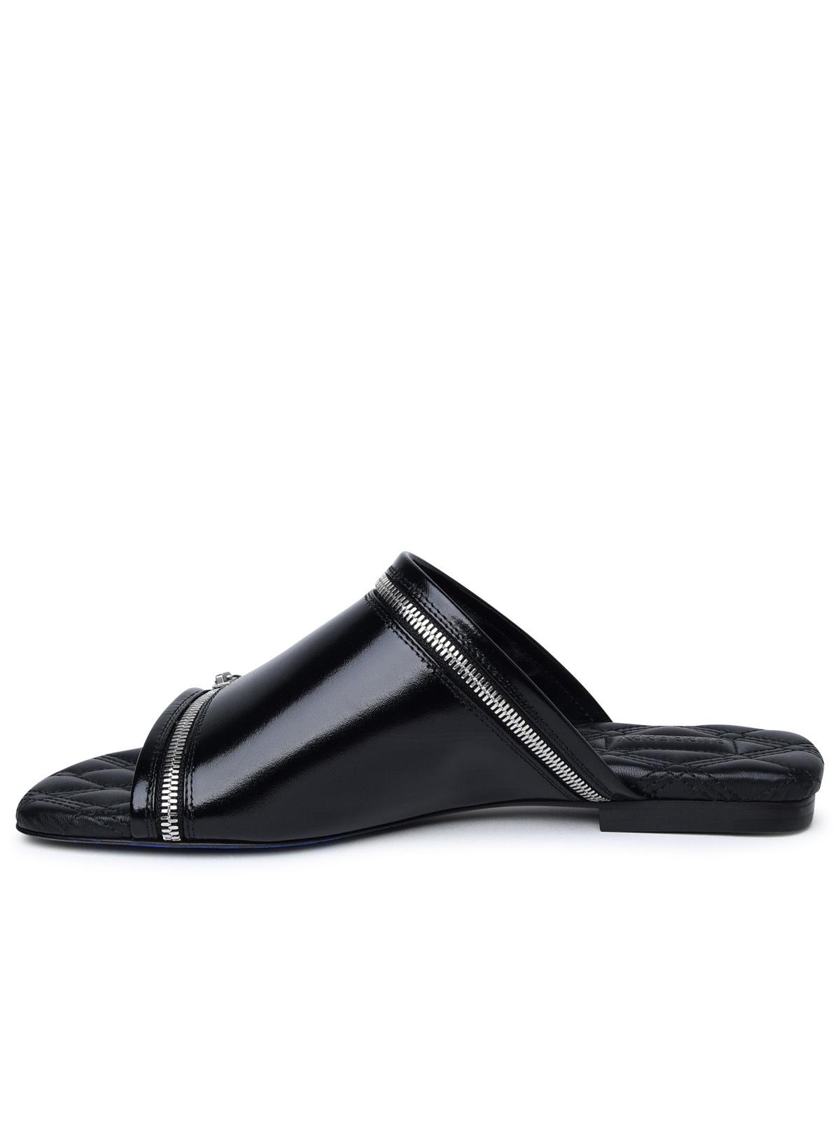 Burberry Black Leather Slippers Women by Luosophy